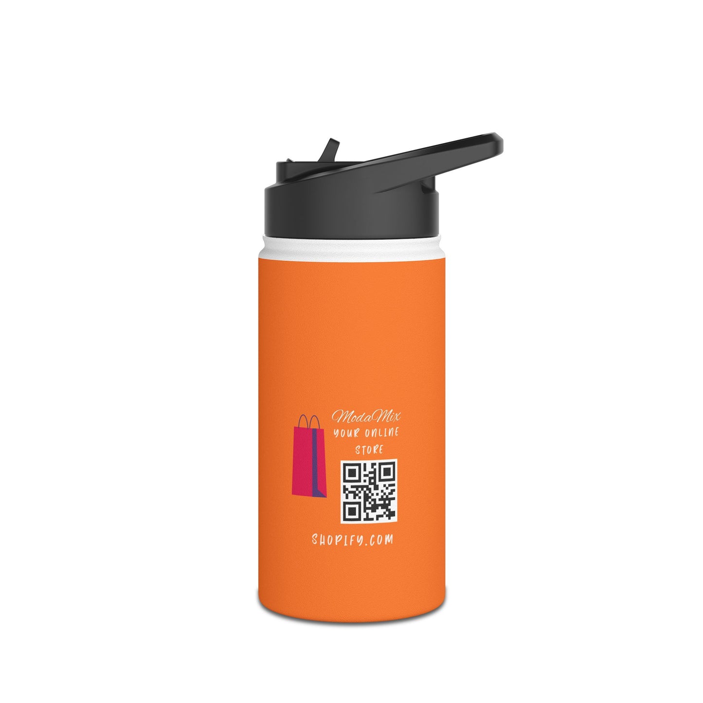Personalized Orange Travel Water Bottle — Custom Name Stainless Steel Bottle
