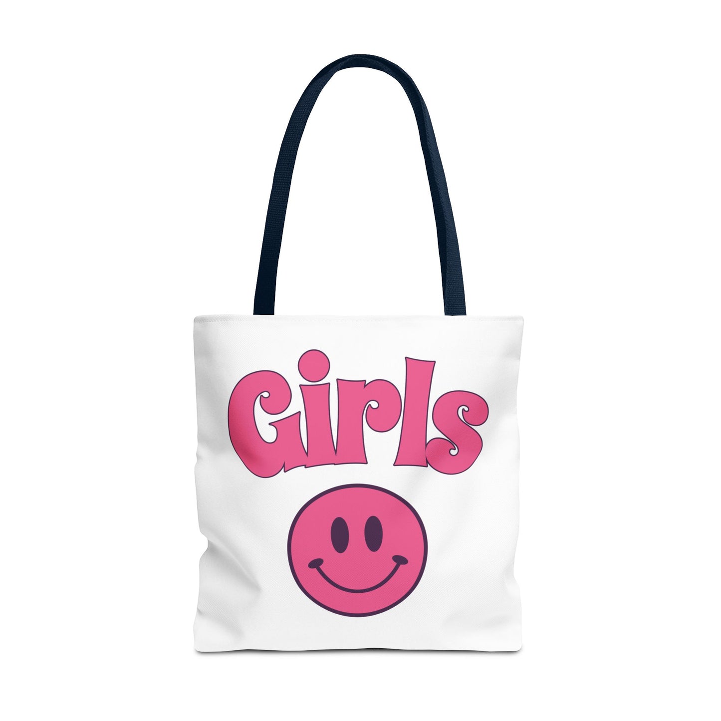 Girls Pink Smile Tote Bag — Cute Retro Smiley Shopper
