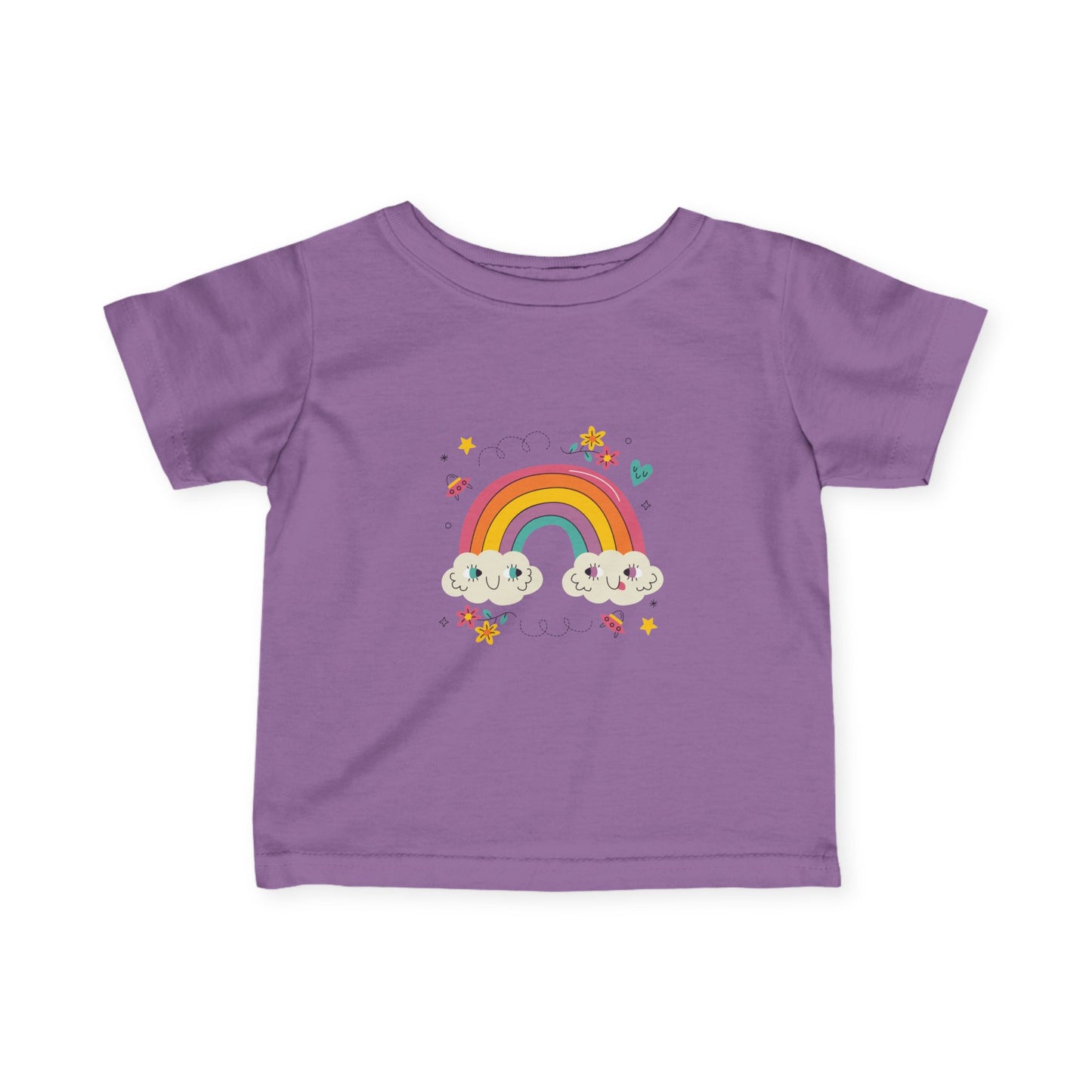 Infant Rainbow Tee – Cute Smiling Clouds & Stars Baby Shirt