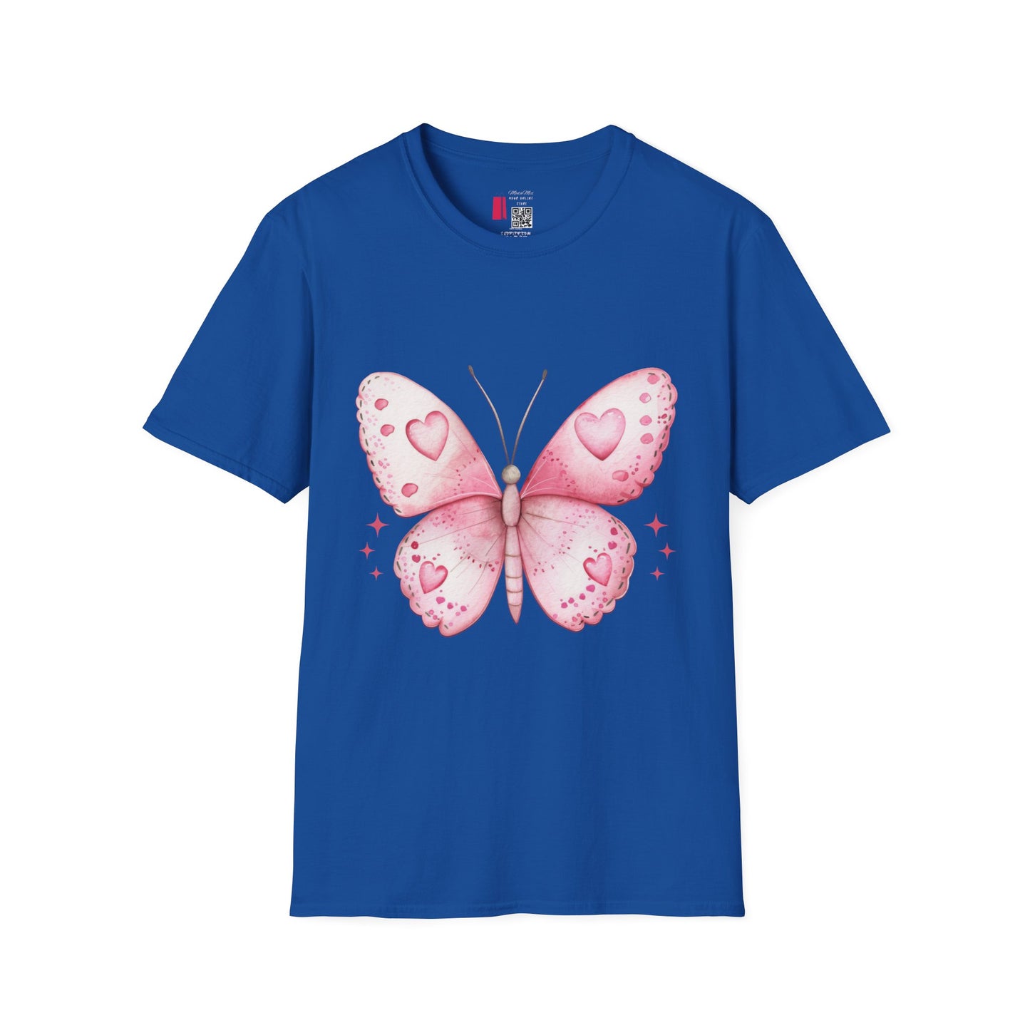 Pink Heart Butterfly T-Shirt — Cute Romantic Graphic Tee