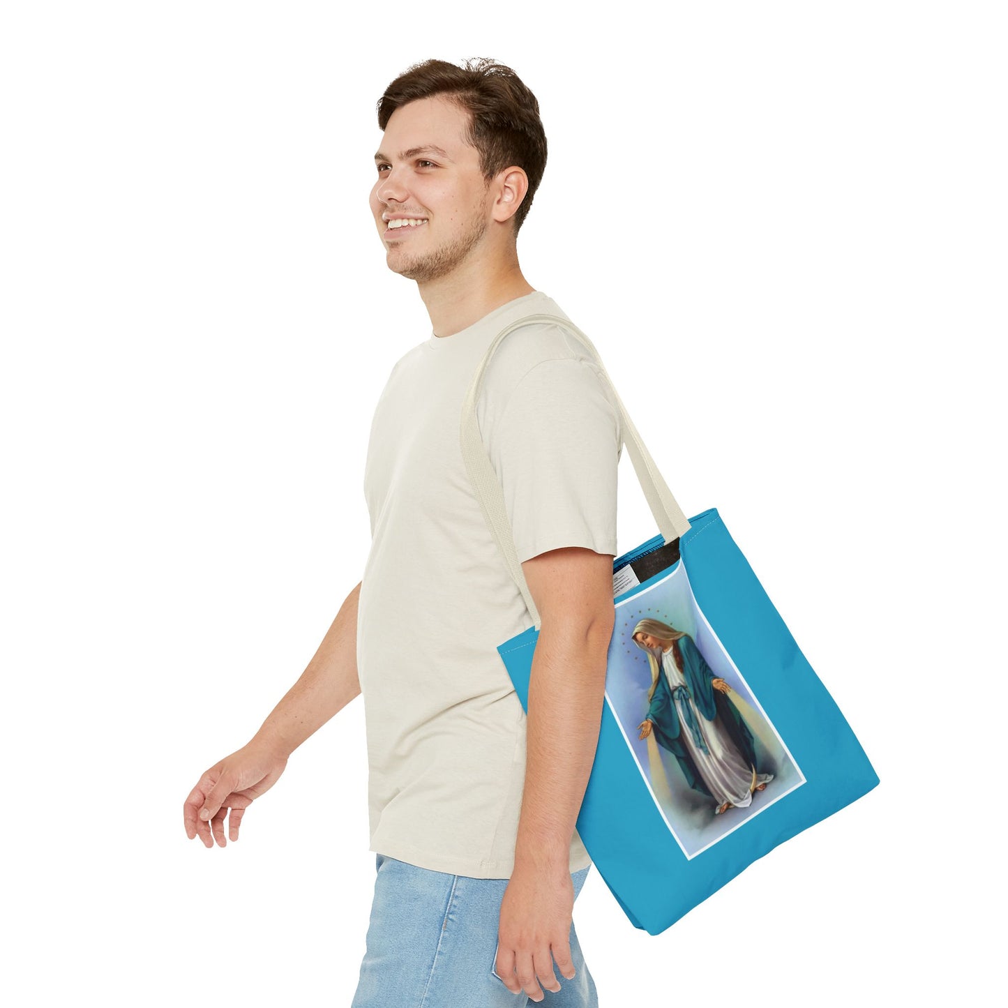 Virgin Mary Religious Tote Bag — Catholic Madonna AOP Shoulder Tote