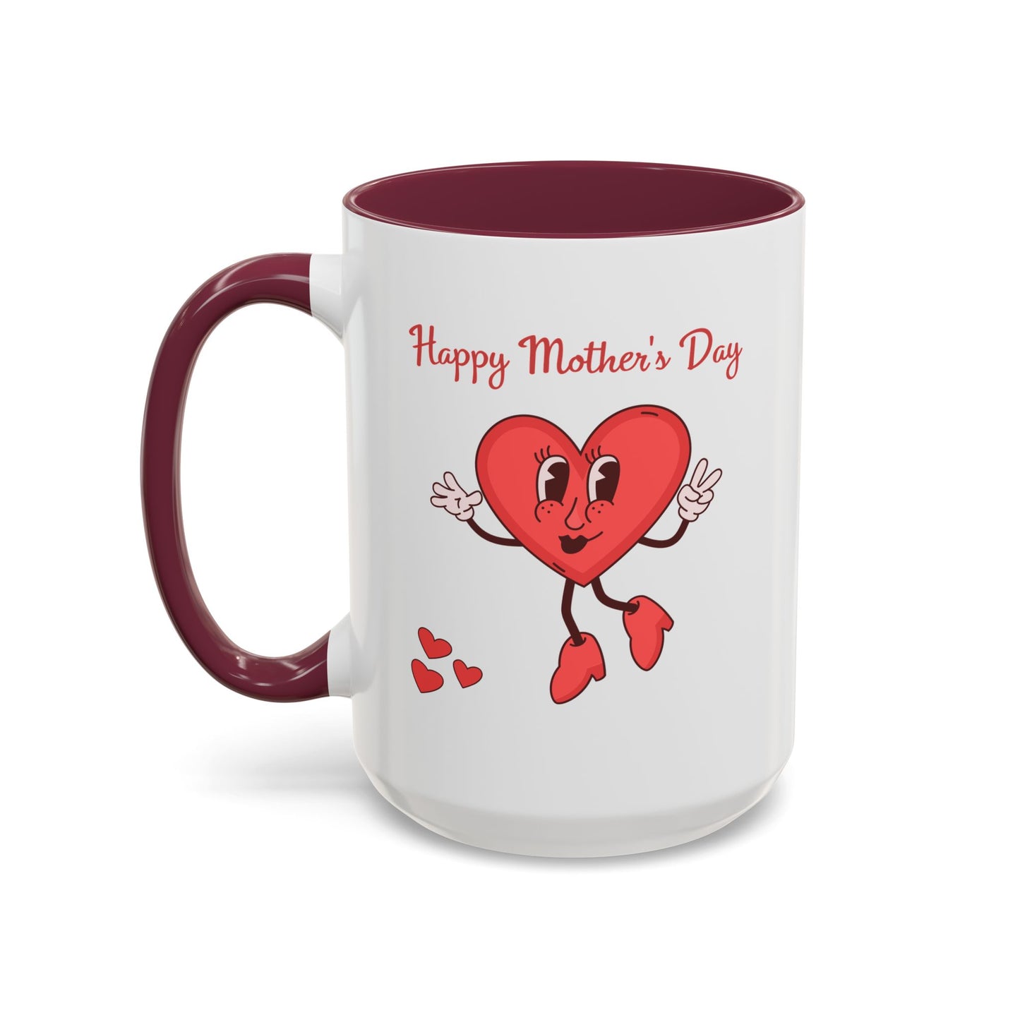 Happy Mother's Day Heart Mug — Cute Retro Heart Mom Coffee Cup (11oz, 15oz)
