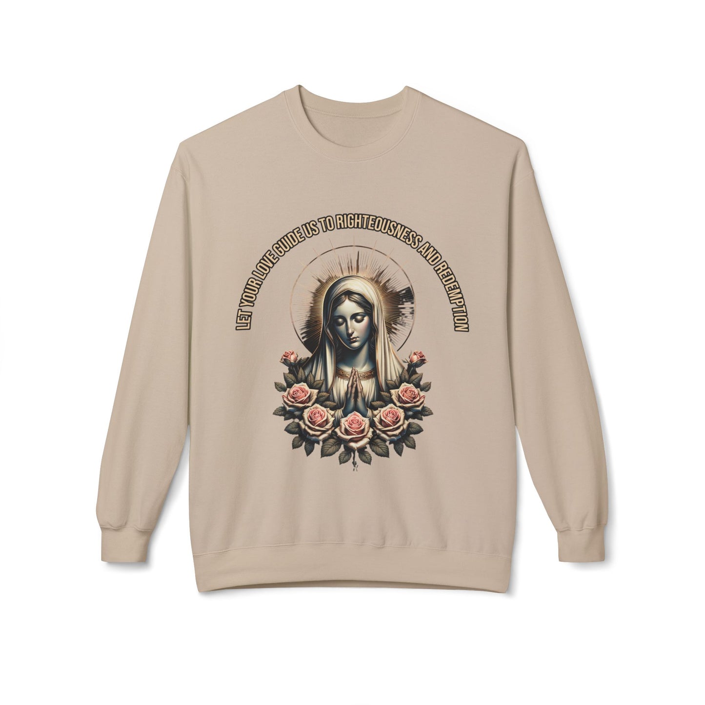 Virgin Mary Floral Sweatshirt — 'She Will Be Comfort For Those Who Mourn' Religious Crewneck