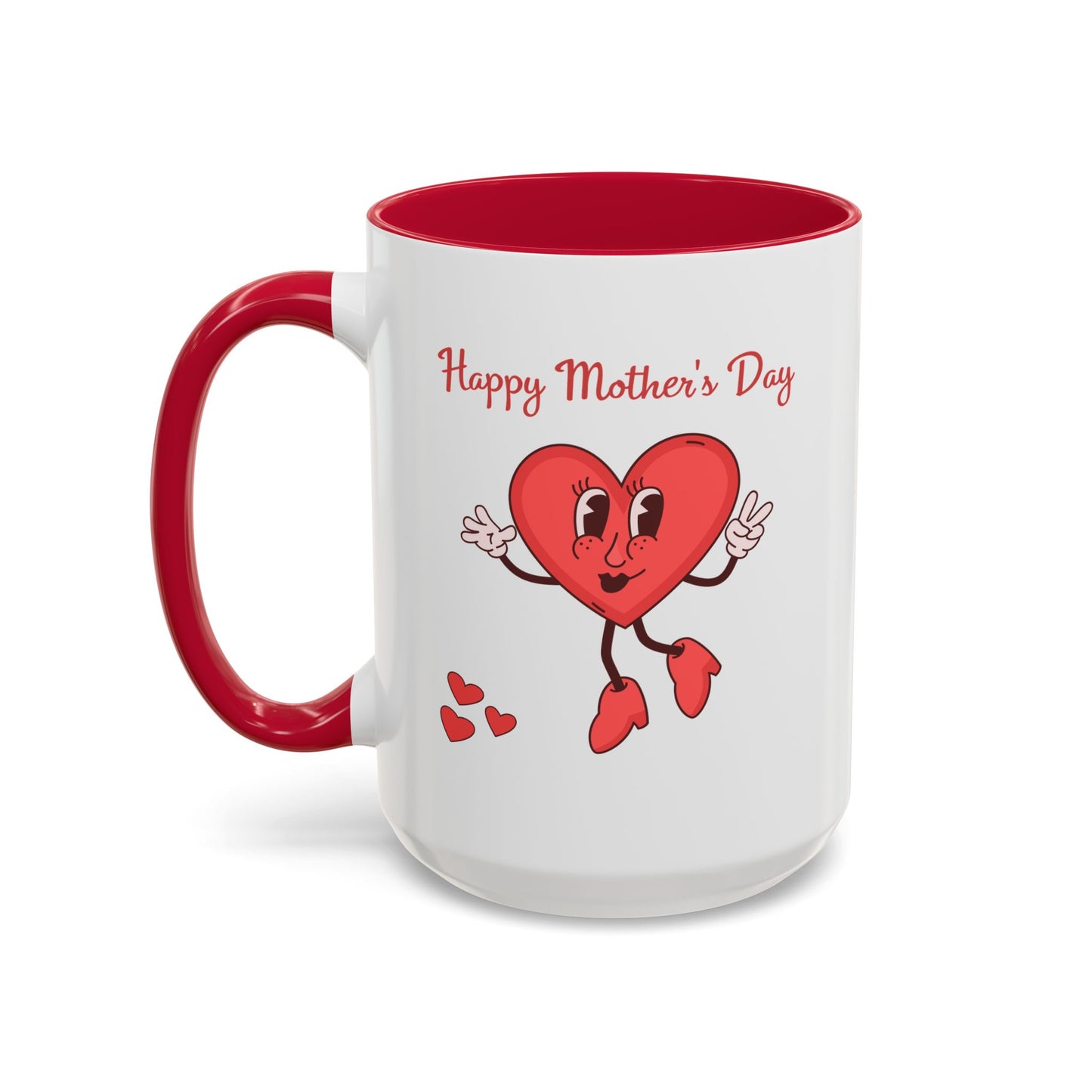 Happy Mother's Day Heart Mug — Cute Retro Heart Mom Coffee Cup (11oz, 15oz)