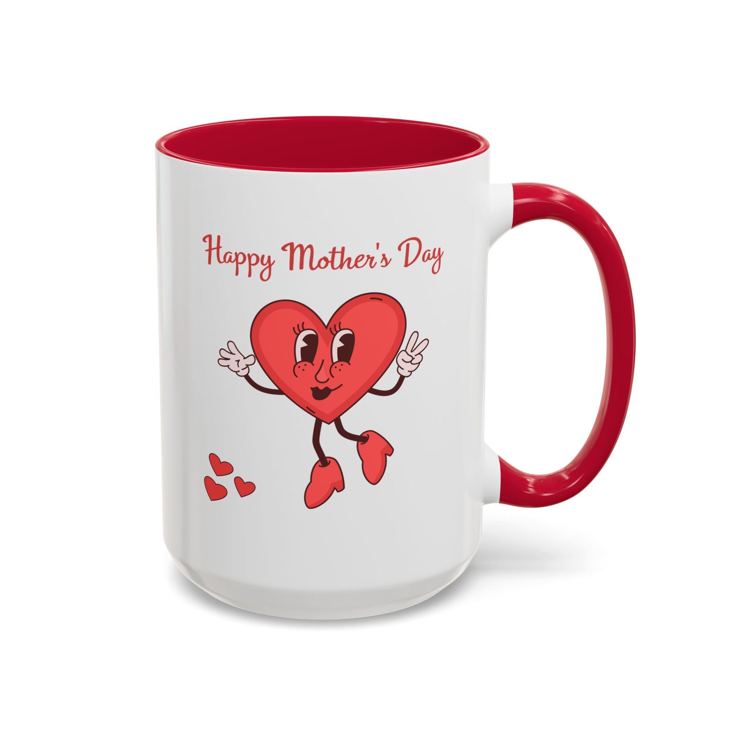 Happy Mother's Day Heart Mug — Cute Retro Heart Mom Coffee Cup (11oz, 15oz)