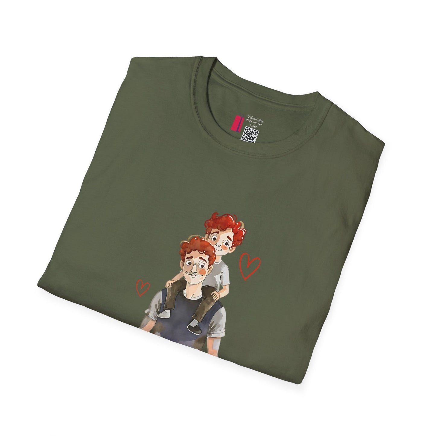 Dad and Son Cartoon Portrait T-Shirt — Cute Father’s Day Gift