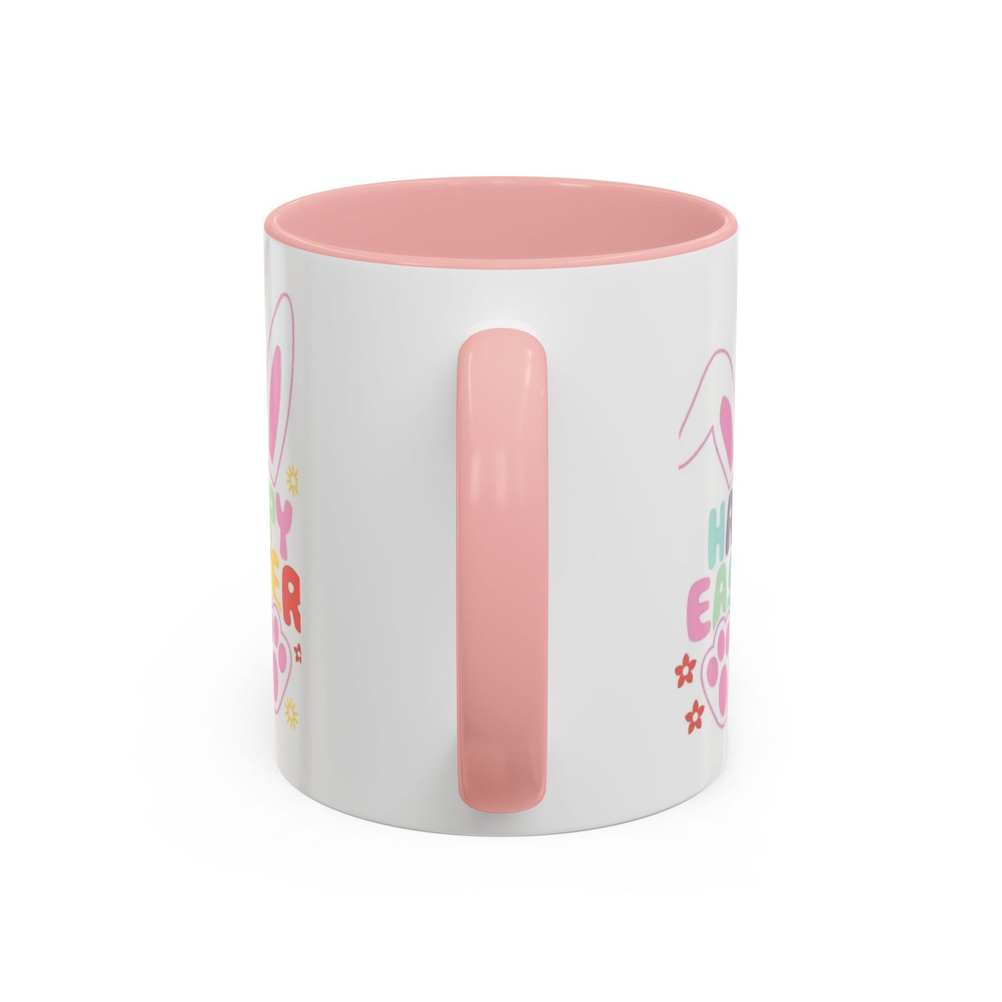 Happy Easter Bunny Accent Coffee Mug — Pink Interior 11/15oz