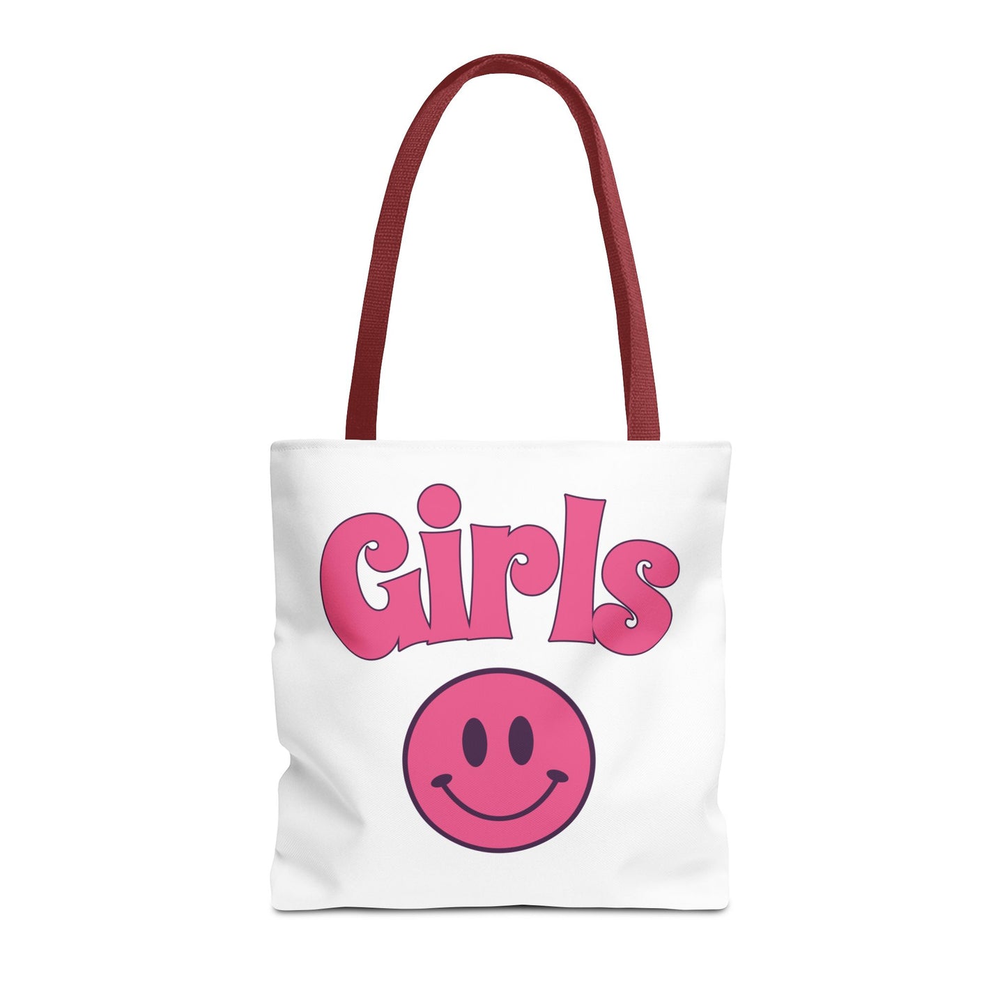 Girls Pink Smile Tote Bag — Cute Retro Smiley Shopper