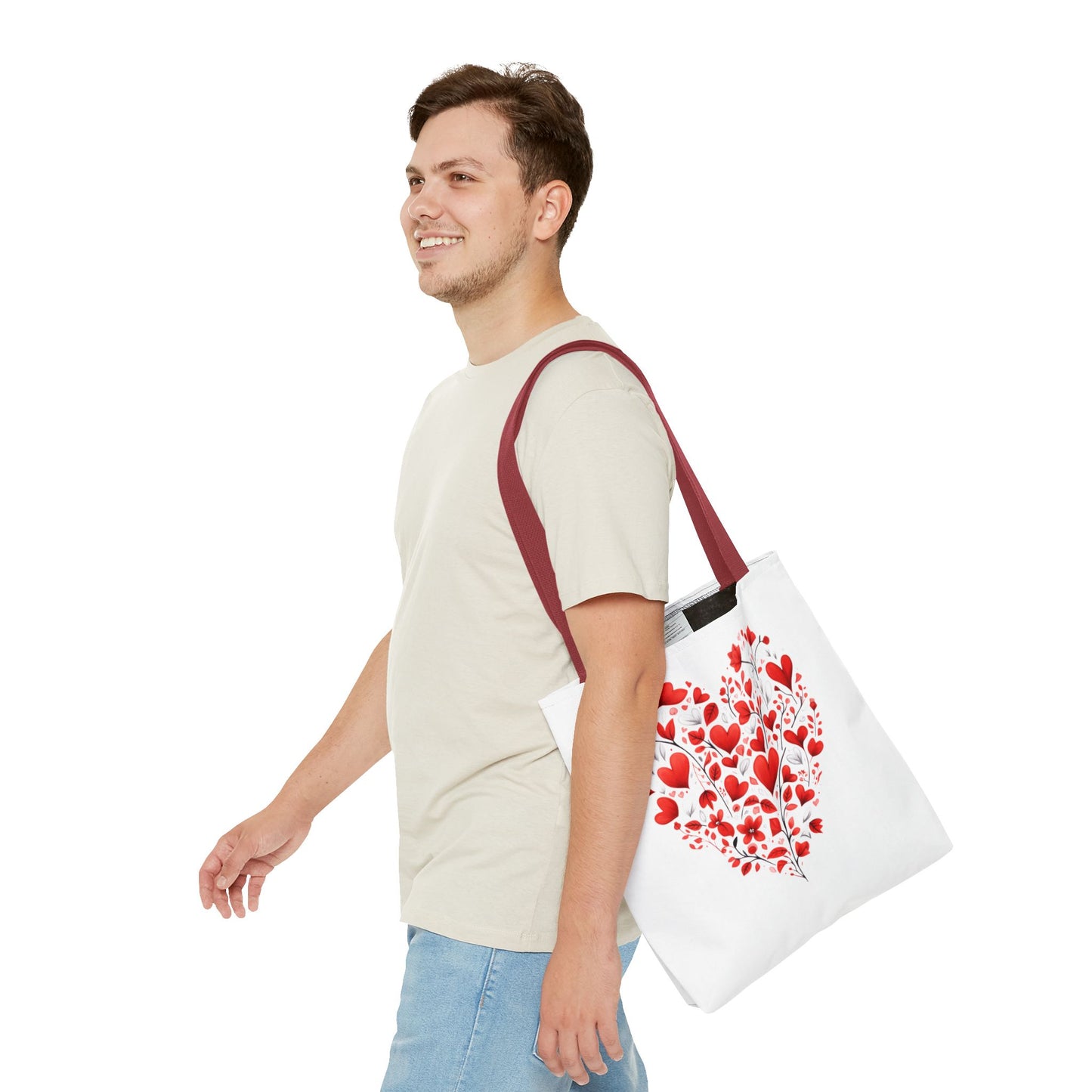 Heart Floral Tote Bag – Romantic Valentine’s Day Canvas Shopper