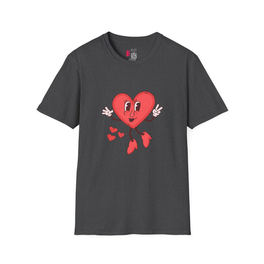Heart Character T-Shirt — Cute Retro Dancing Heart Graphic for Valentine’s Day