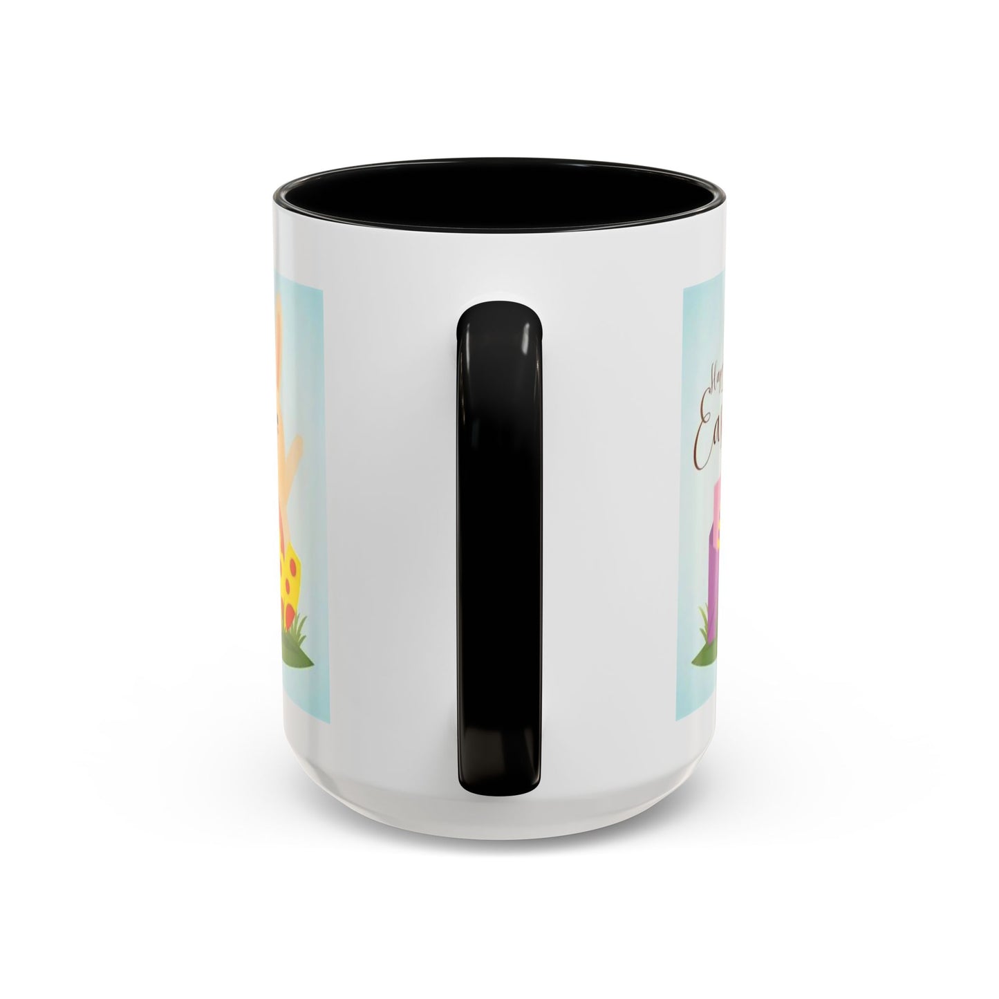 Easter Bunny Accent Coffee Mug – "Happy Easter" Spring Bunny & Egg Design (11/15oz)