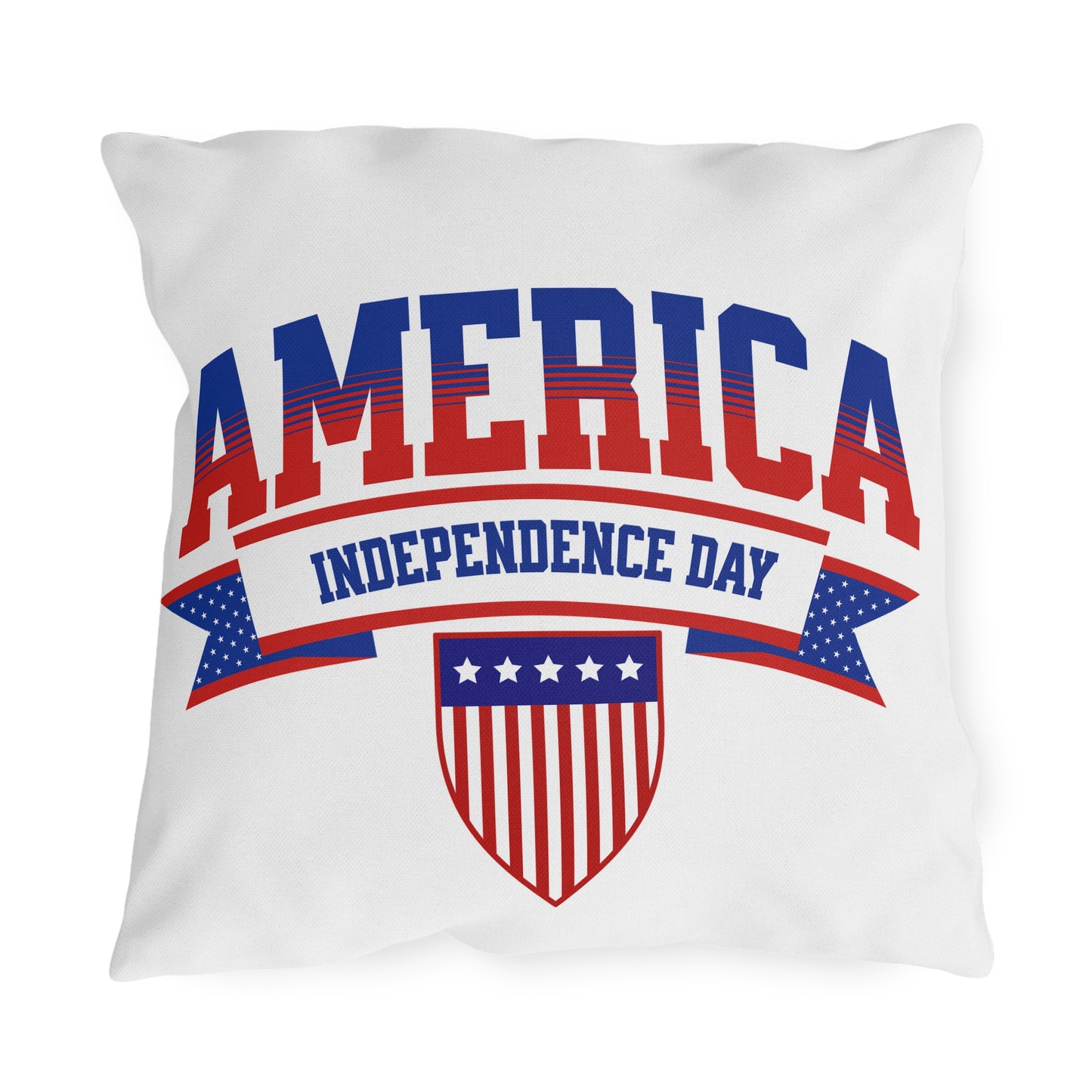 Independence Day America Outdoor Pillow — Patriotic Red, White & Blue Accent Cushion
