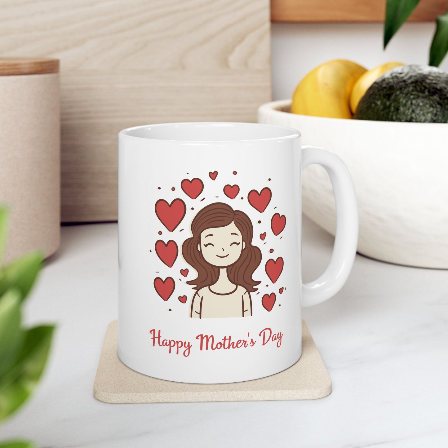 Valentine’s Day Heart Stack Ceramic Mug — 'Happy Day' Romantic Coffee Cup (11oz & 15oz)