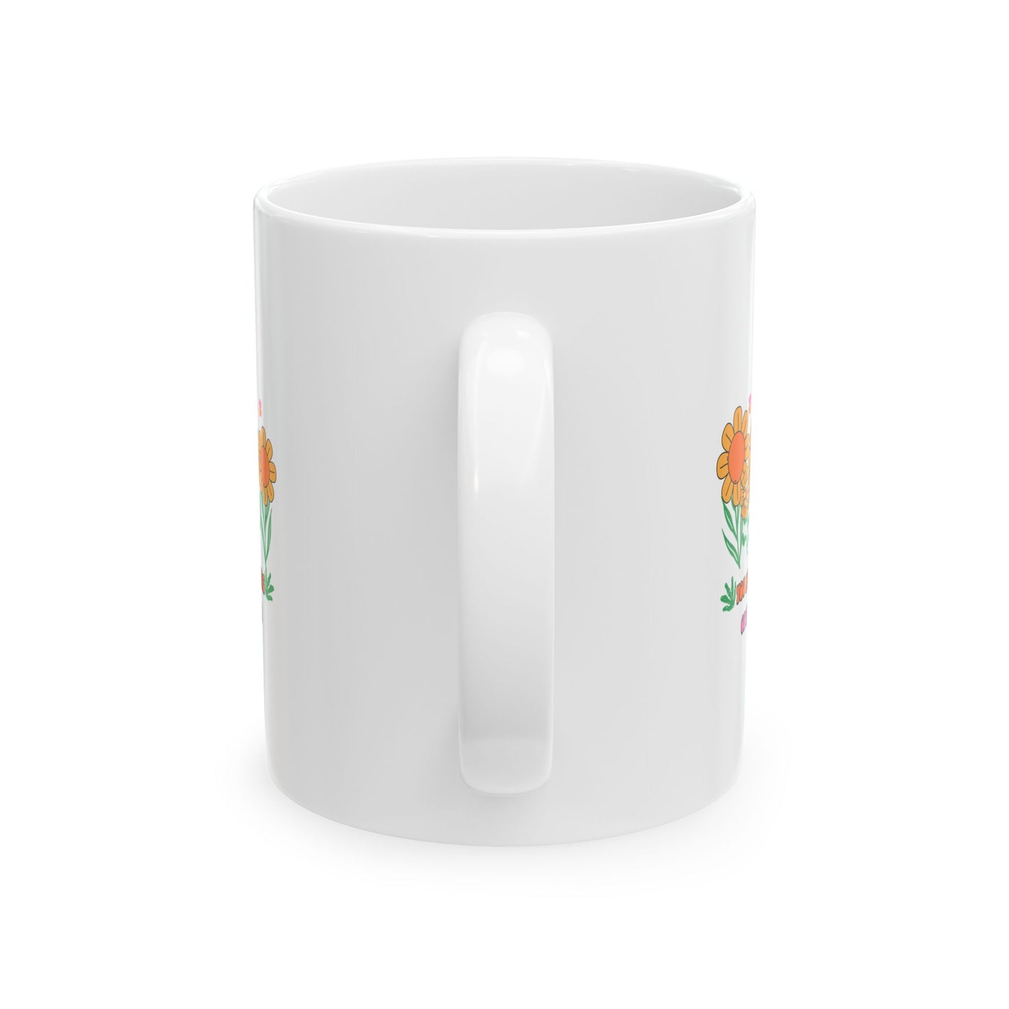Floral Bloom Ceramic Mug — Orange Watercolor Flower Coffee Cup (11oz, 15oz)