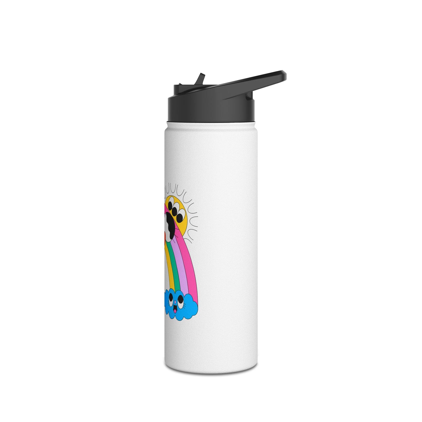 Cute Rainbow Water Bottle — Smiley Clouds & Sun Stainless Steel Bottle