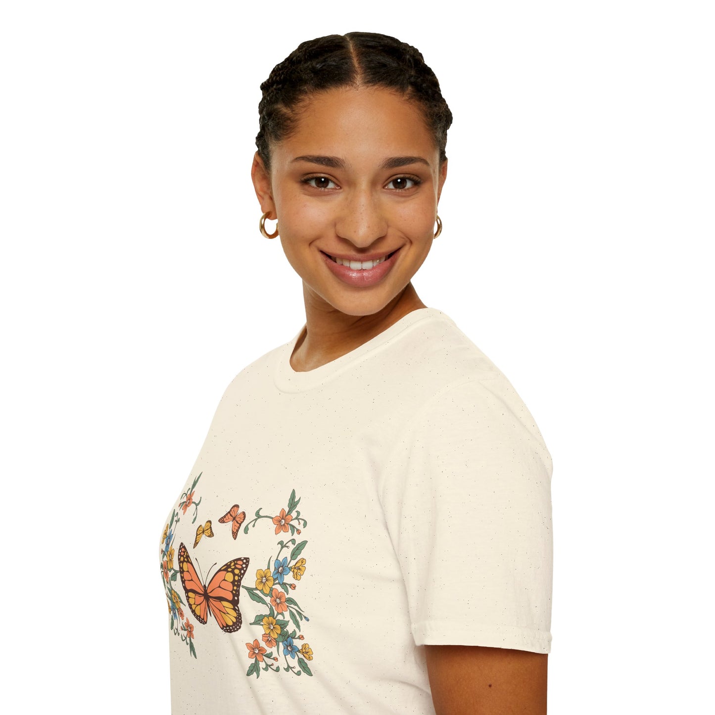 Monarch Butterfly Floral Tee — Vintage Botanical Butterfly T-Shirt