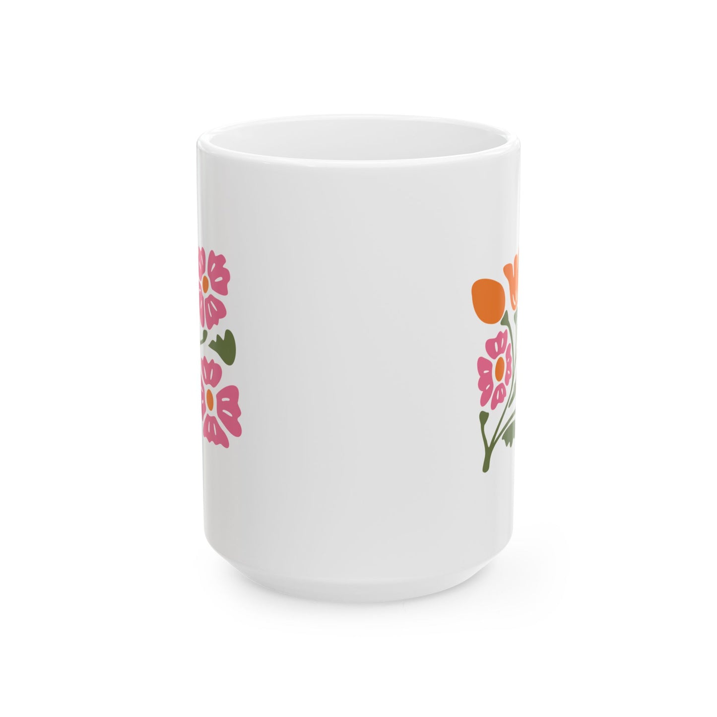 Floral Bouquet Ceramic Mug — Colorful Wildflower Coffee Cup (11oz/15oz)