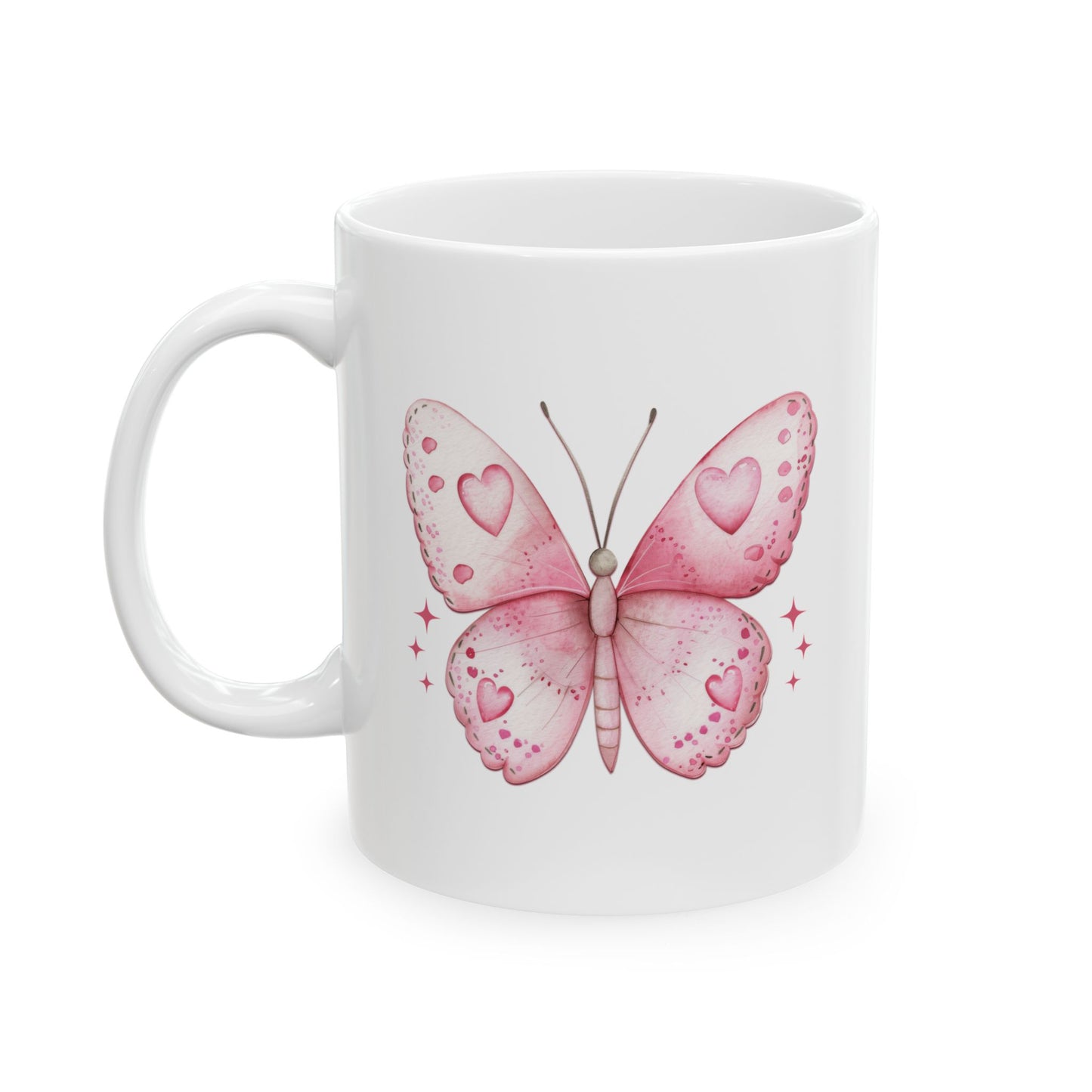 Pink Heart Balloon Ceramic Mug — Cute Valentine’s Day Coffee Cup (11oz/15oz)