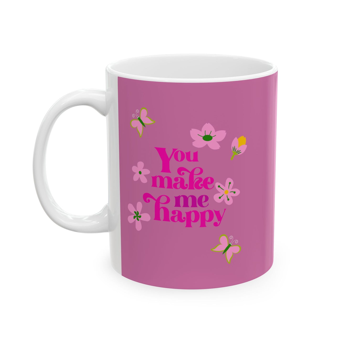 Pink Floral Ceramic Mug – Cute Cherry Blossom Coffee Cup (11oz & 15oz)