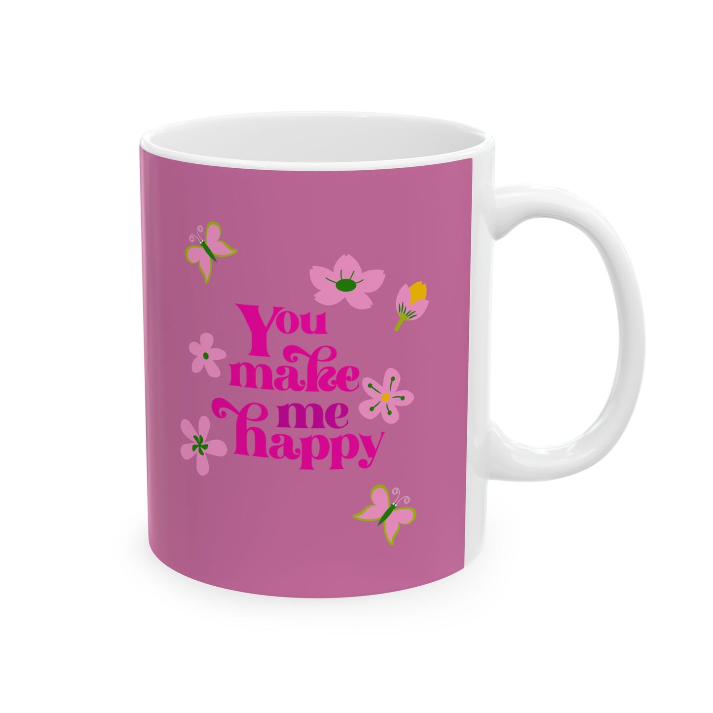 Pink Floral Ceramic Mug – Cute Cherry Blossom Coffee Cup (11oz & 15oz)