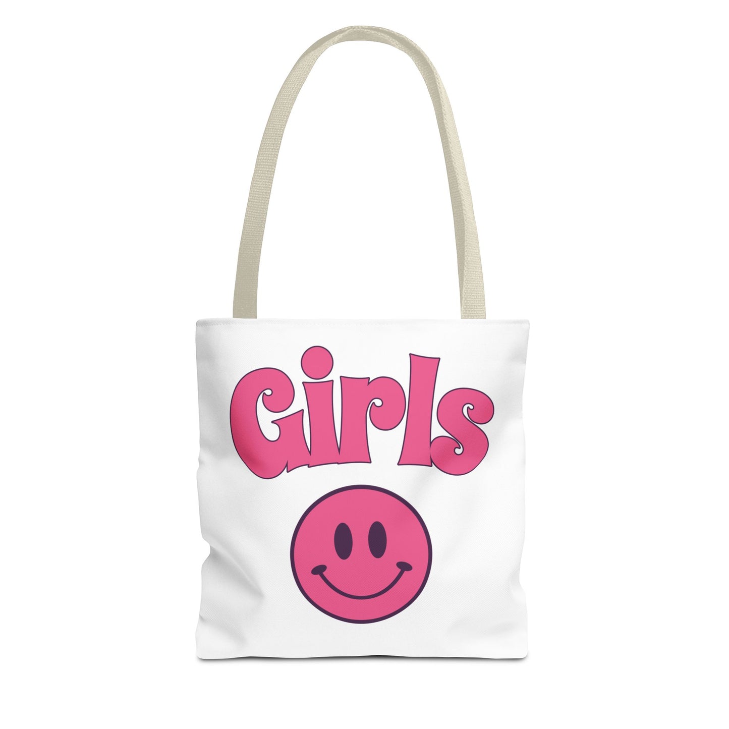 Girls Pink Smile Tote Bag — Cute Retro Smiley Shopper