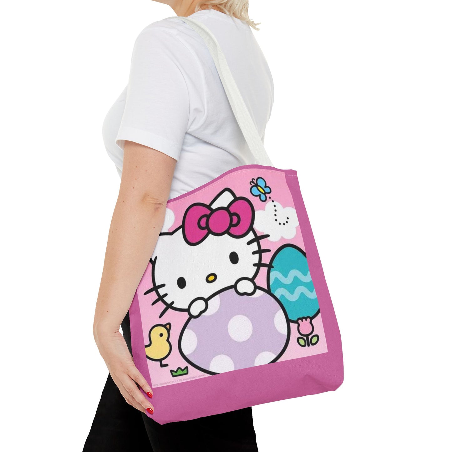 Hello Kitty Easter Tote Bag — Cute Pink Bunny & Egg Spring Shopper