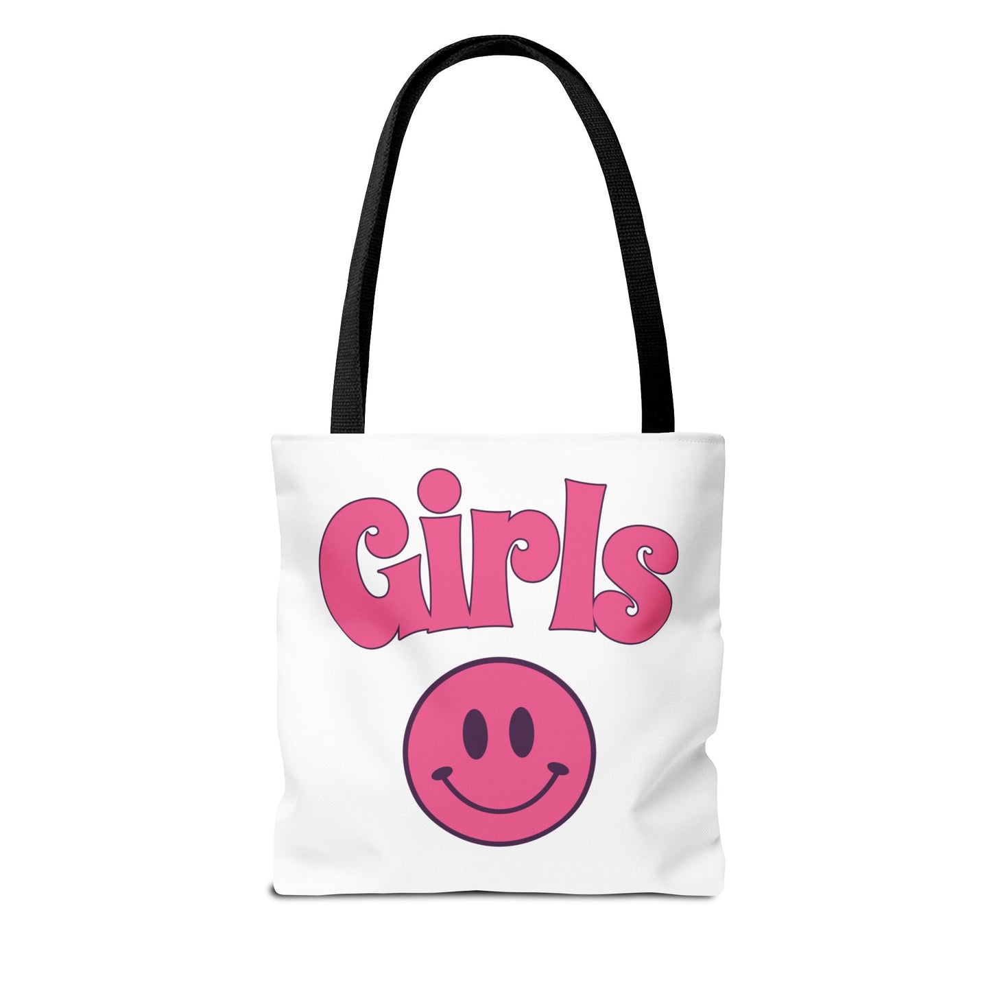 Girls Pink Smile Tote Bag — Cute Retro Smiley Shopper