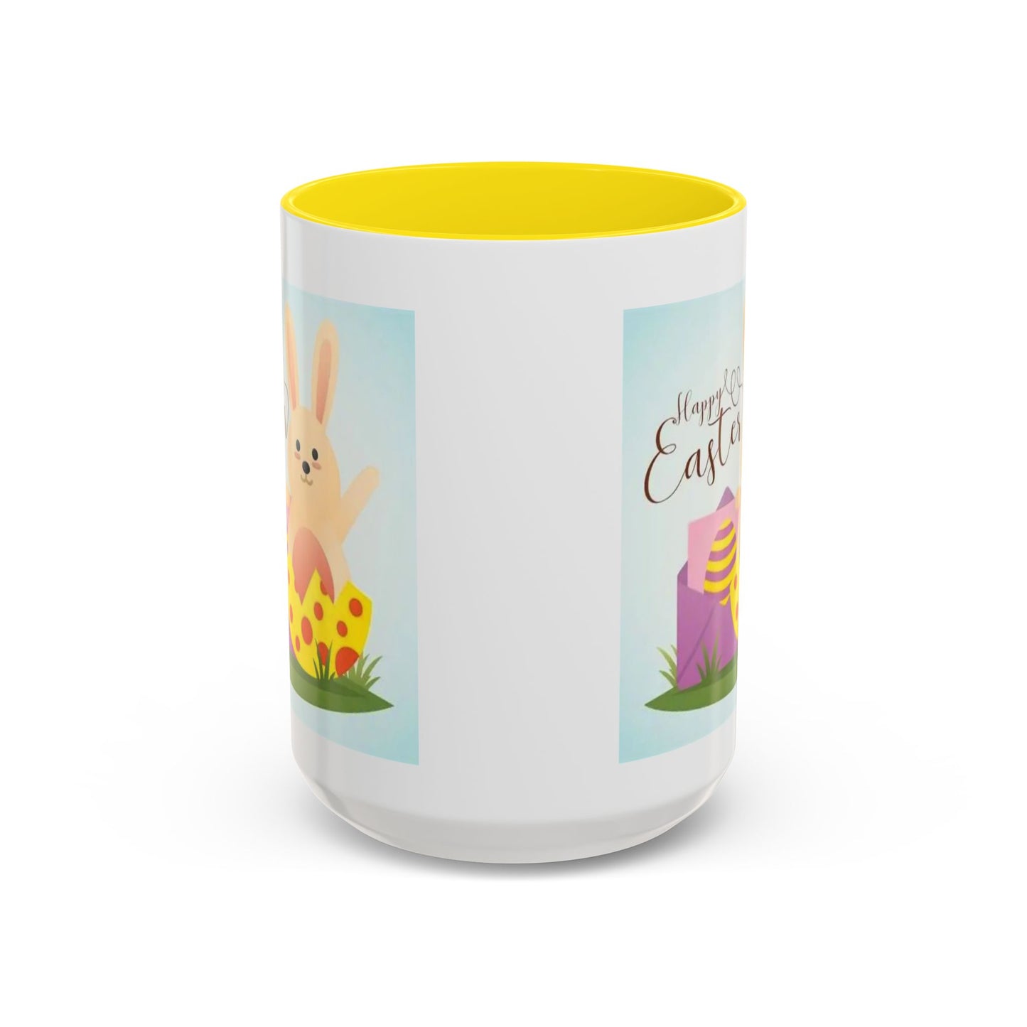 Easter Bunny Accent Coffee Mug – "Happy Easter" Spring Bunny & Egg Design (11/15oz)