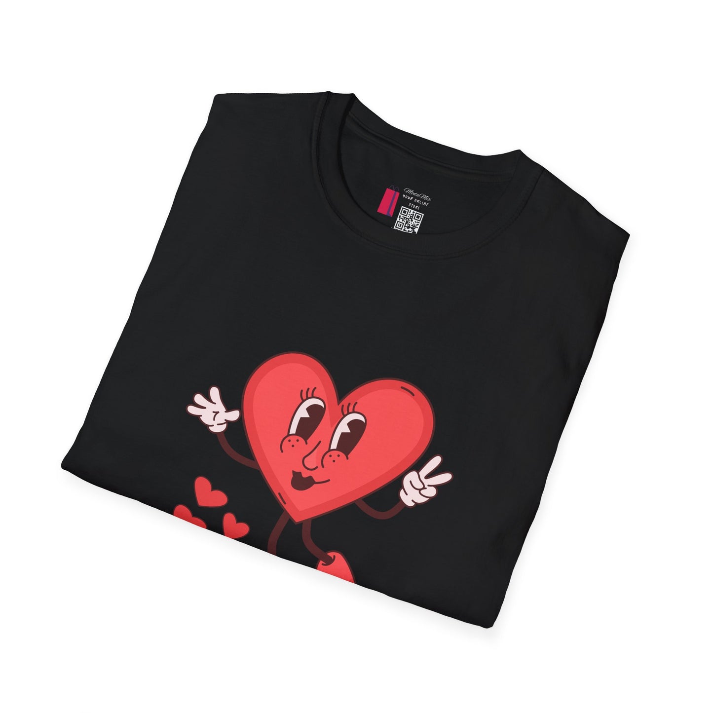 Heart Character T-Shirt — Cute Retro Dancing Heart Graphic for Valentine’s Day