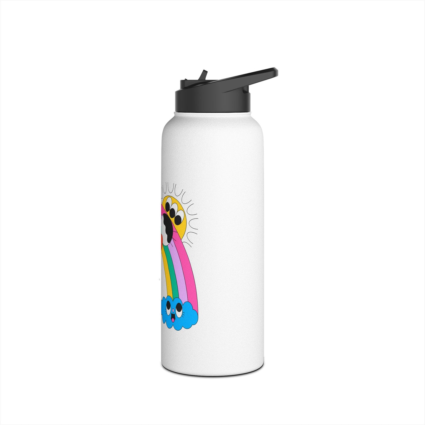 Cute Rainbow Water Bottle — Smiley Clouds & Sun Stainless Steel Bottle