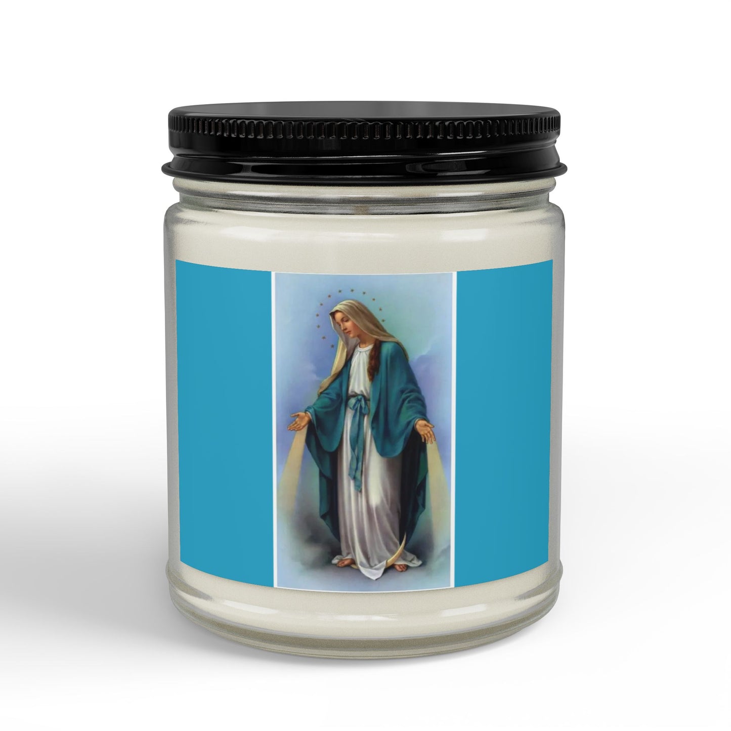 Our Lady Devotional Soy Candle — 4oz & 9oz Scented Jar with Black Lid