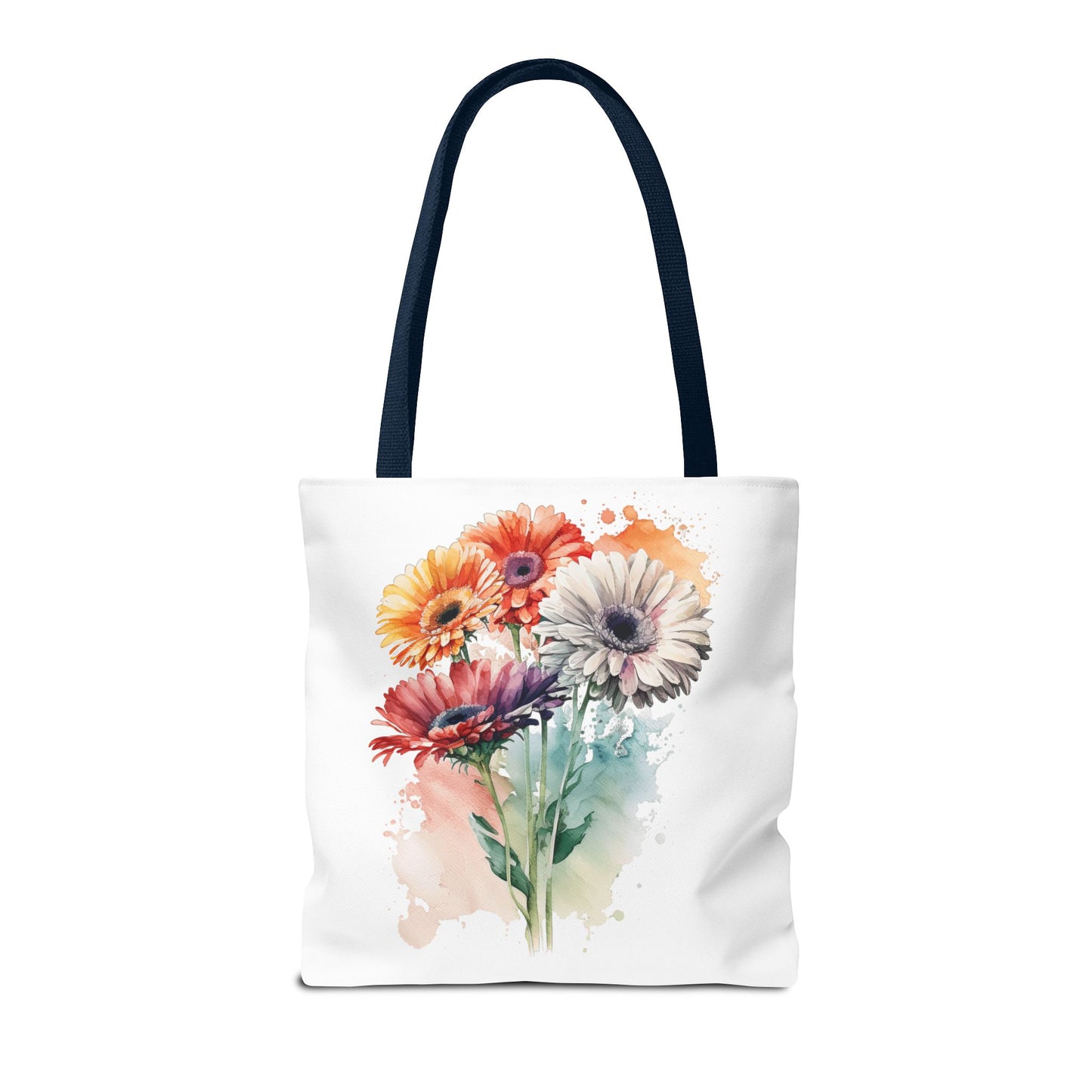 Floral Watercolor Tote Bag — Colorful Gerbera Bouquet All-Over Print