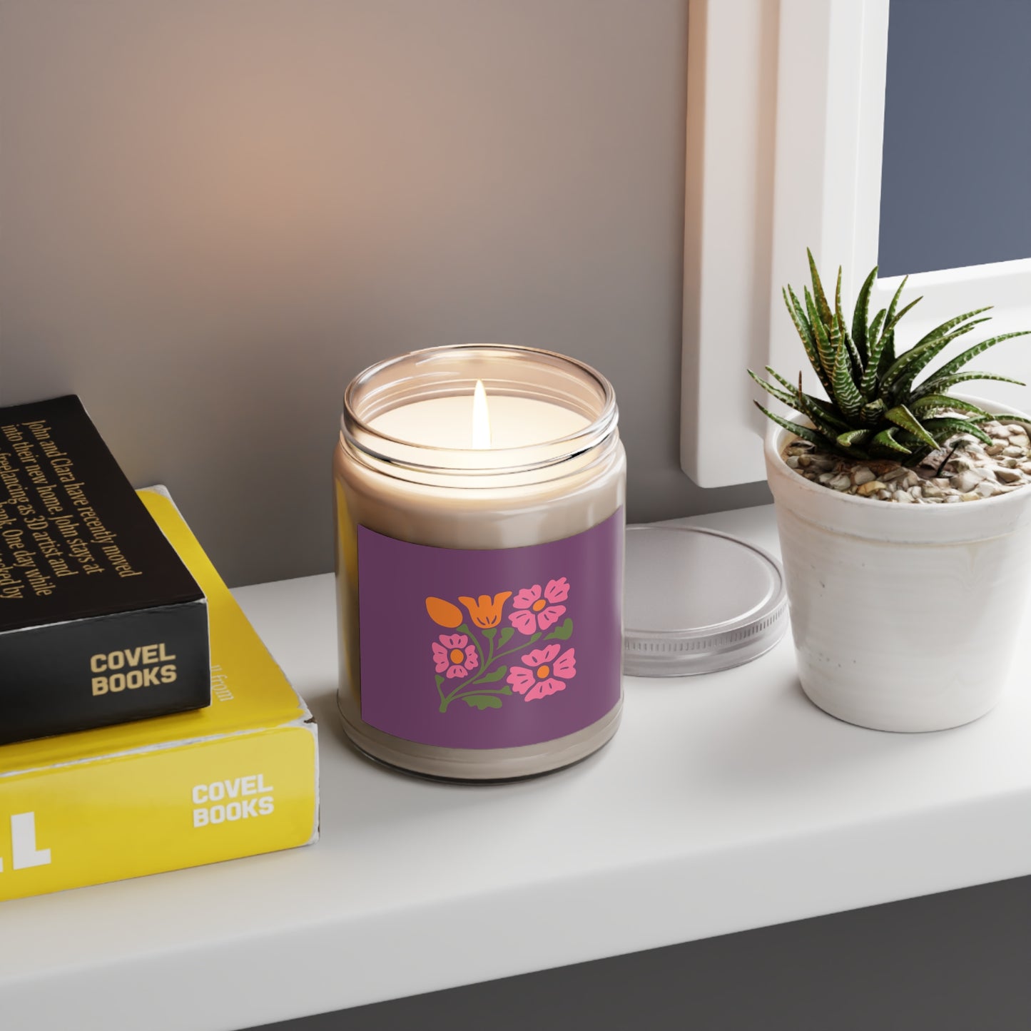 Floral Soy Candle 9oz — Hand-Poured Scented Candle with White Lid