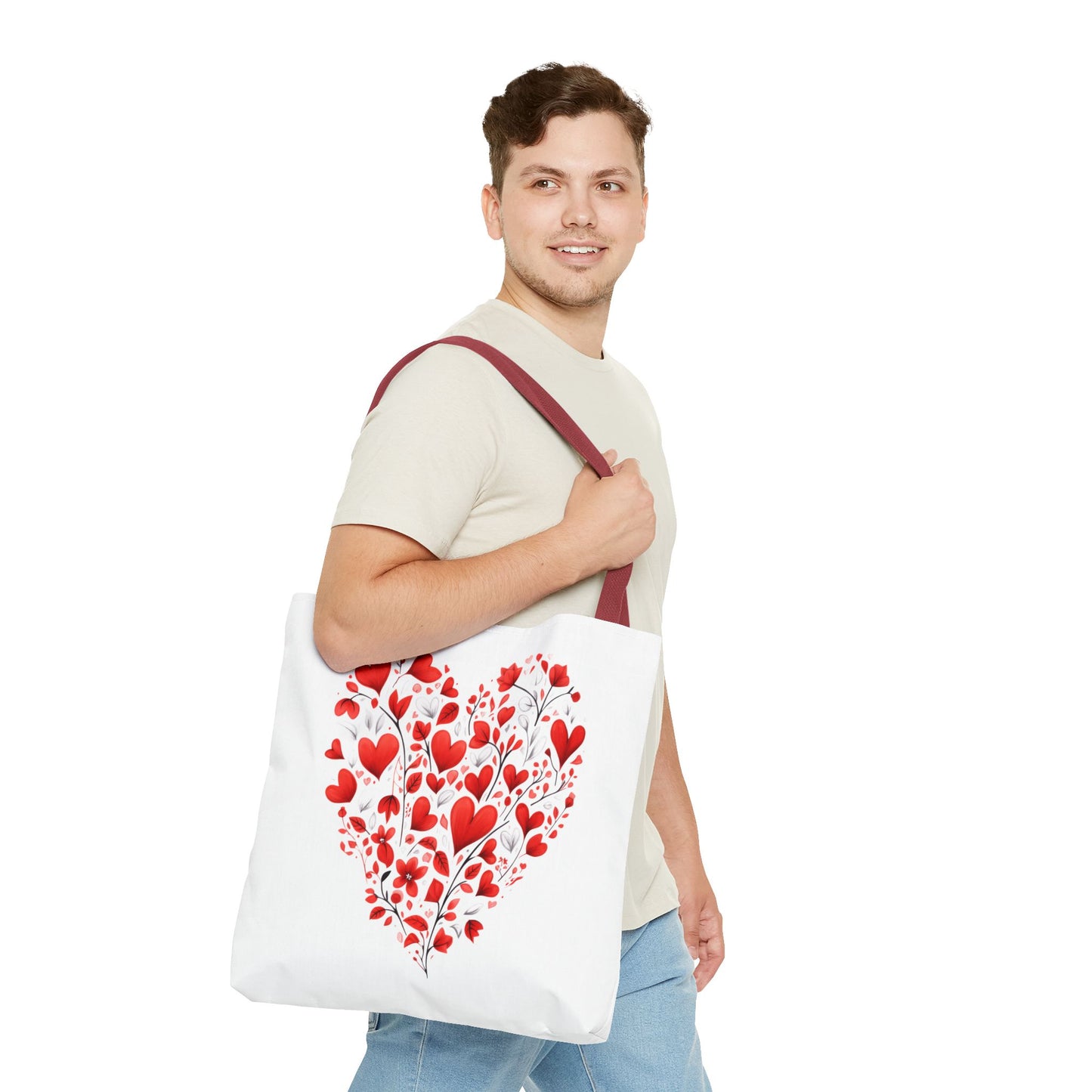 Heart Floral Tote Bag – Romantic Valentine’s Day Canvas Shopper