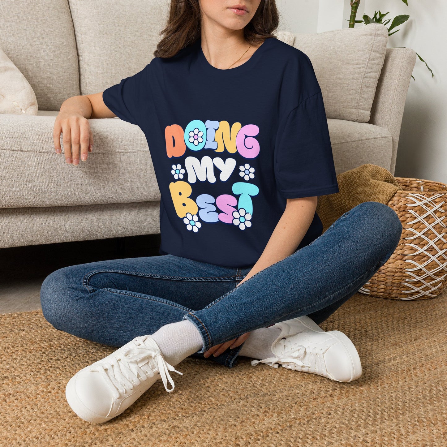 Retro Floral "Doing My Best" T-Shirt