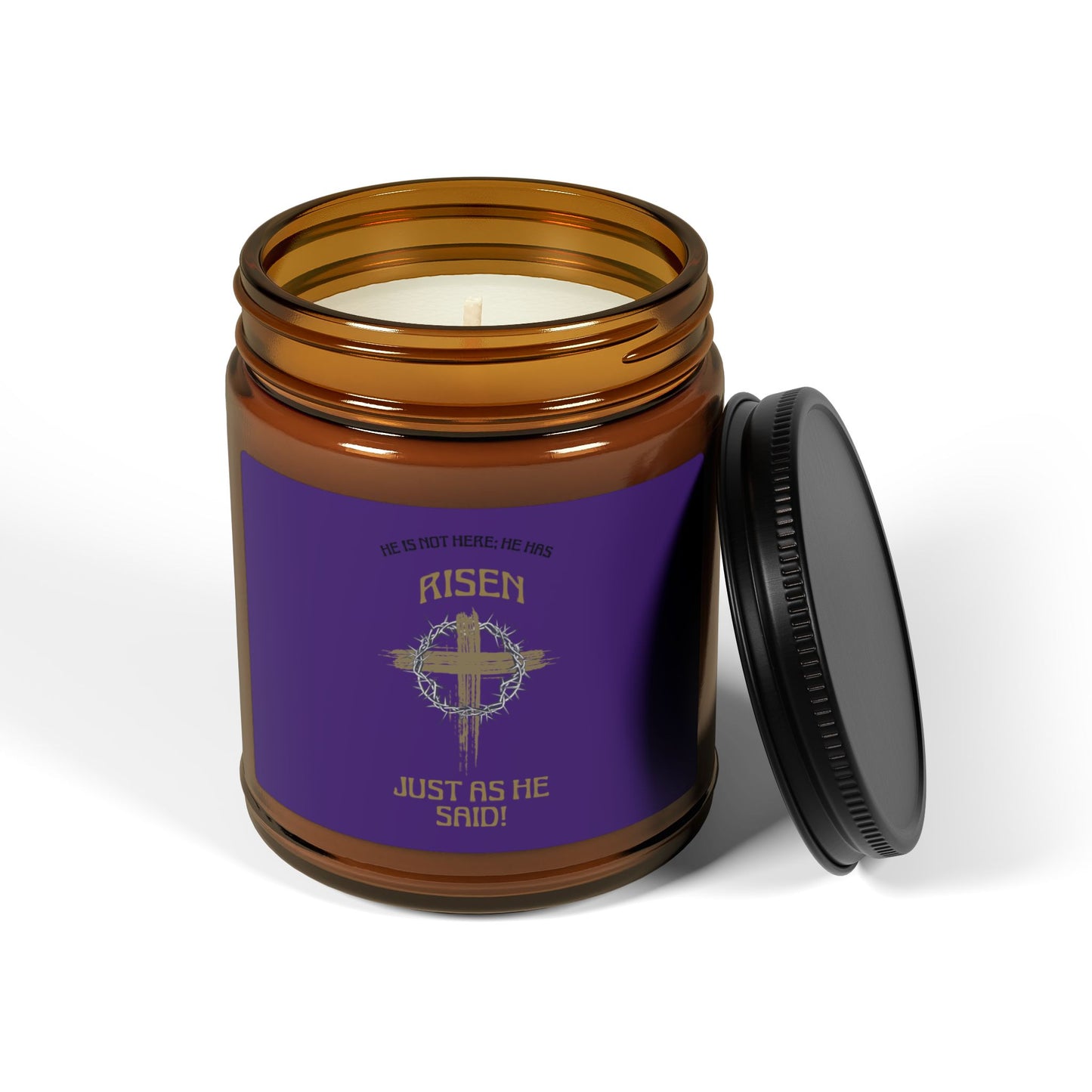 Resurrection Amber Soy Candle — “He Is Risen” Purple Label