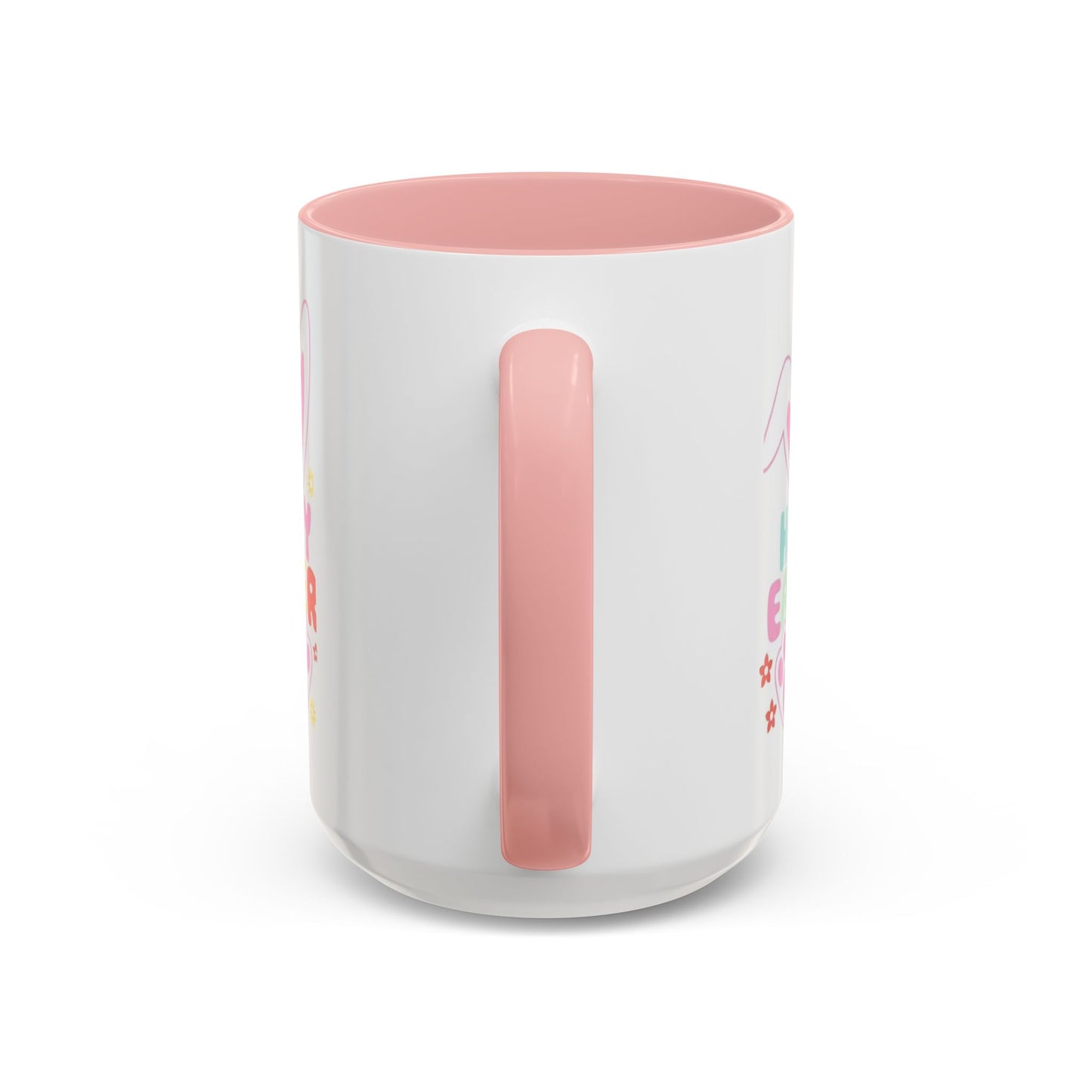 Happy Easter Bunny Accent Coffee Mug — Pink Interior 11/15oz