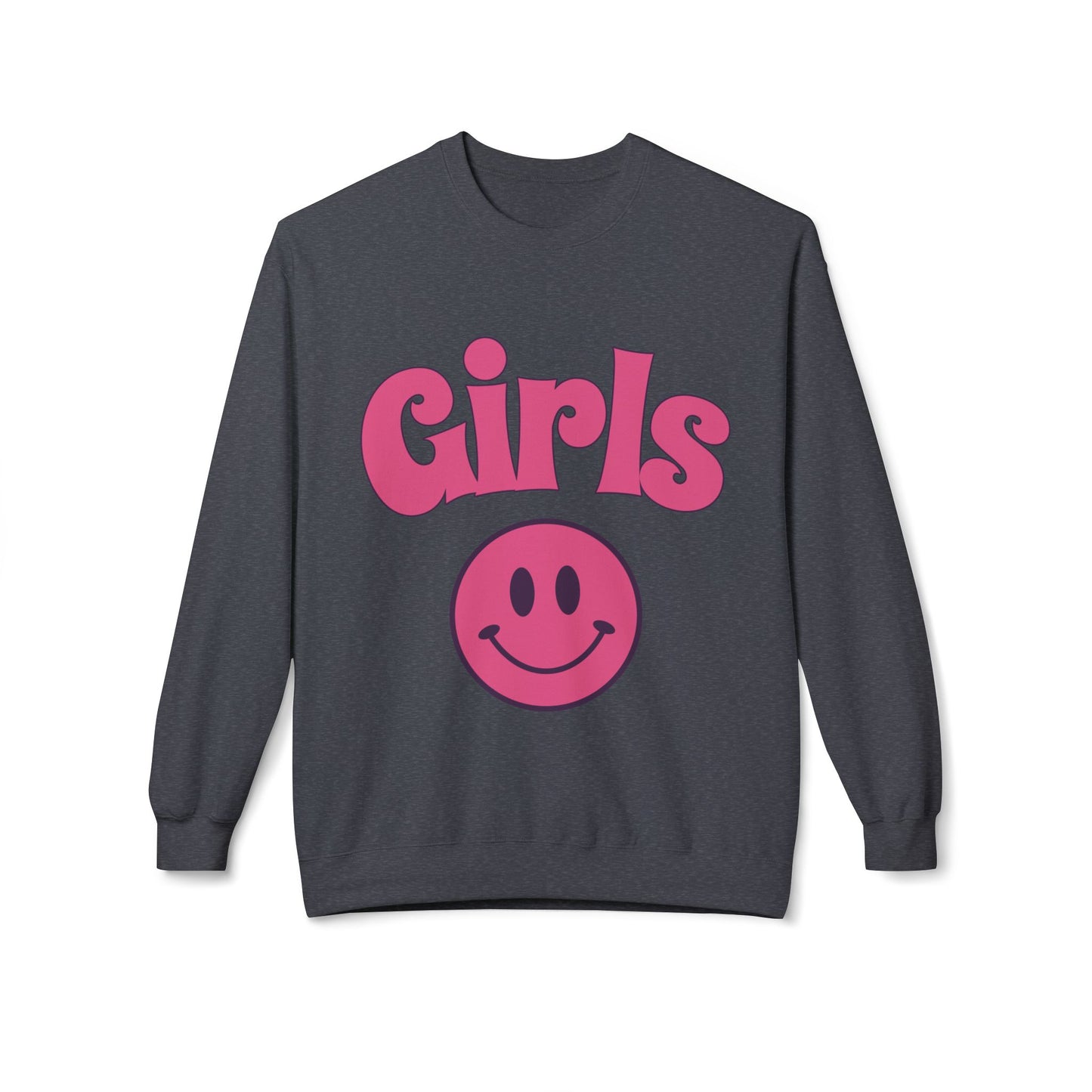 Girls Smiley Crewneck Sweatshirt – Retro Pink Logo