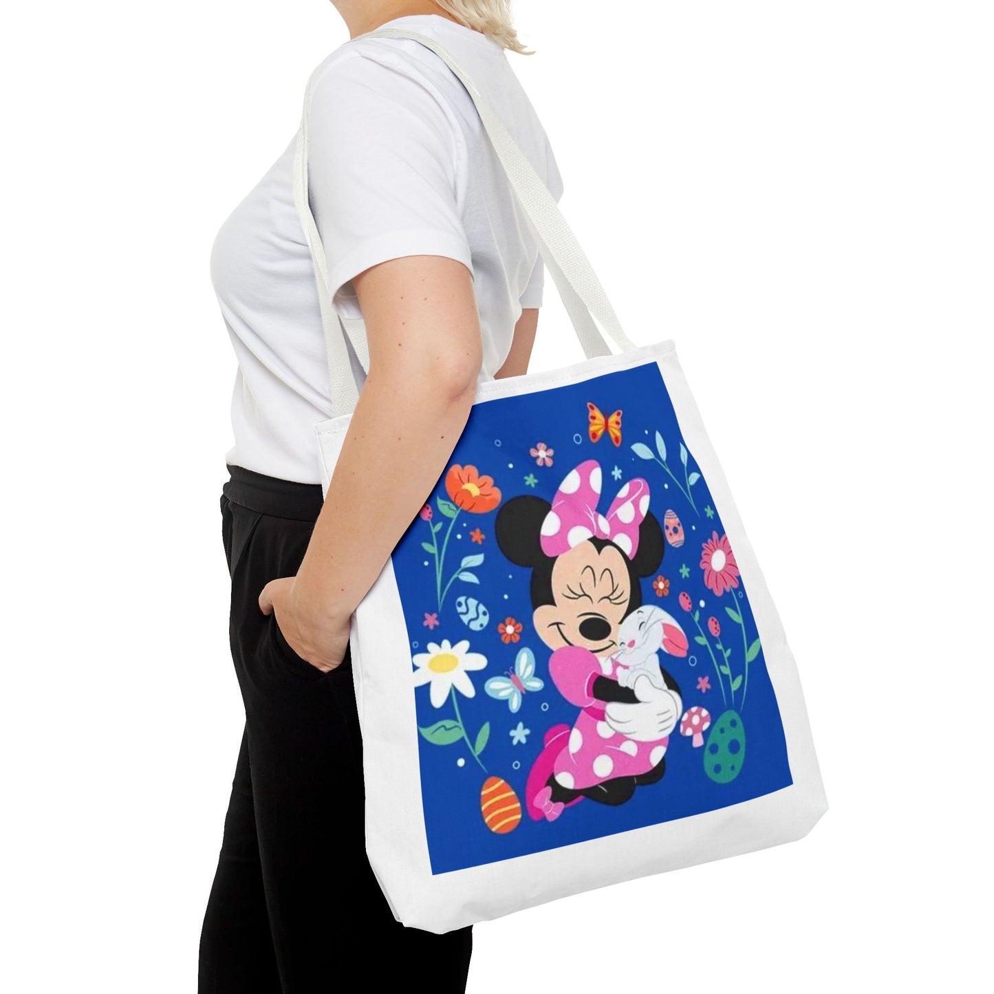 Floral Minnie Bunny Tote Bag — Cute Easter Canvas Carryall