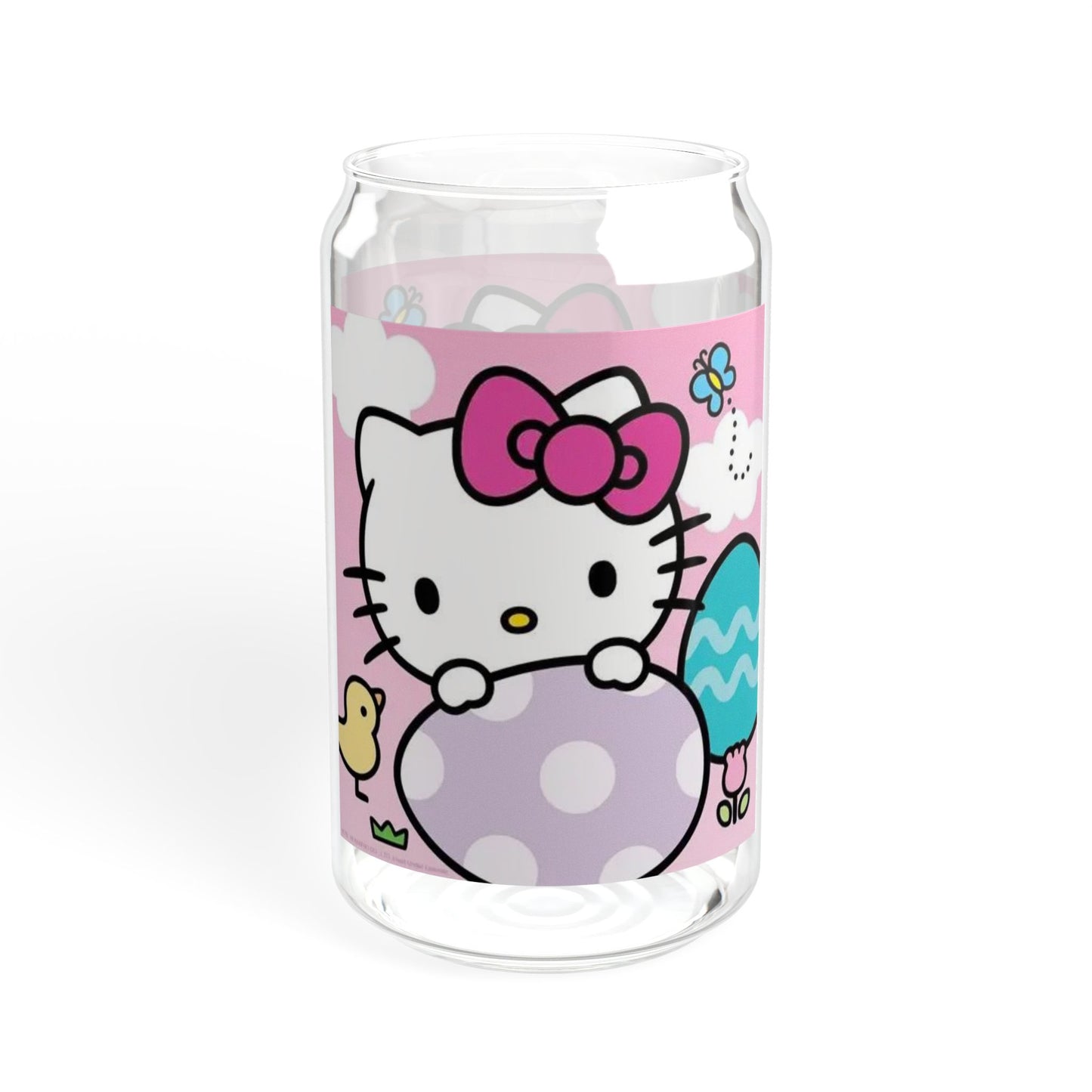 Hello Kitty Easter Sipper Glass 16oz — Cute Bunny & Egg Reusable Straw Tumbler