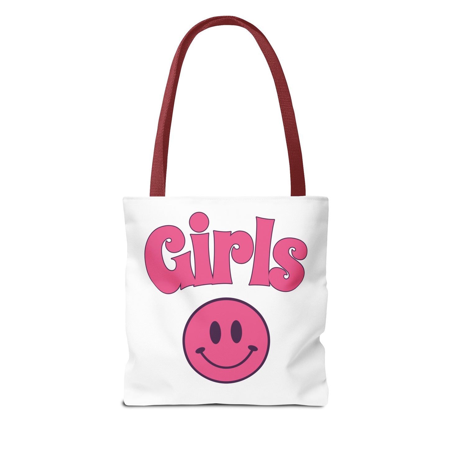 Girls Pink Smile Tote Bag — Cute Retro Smiley Shopper
