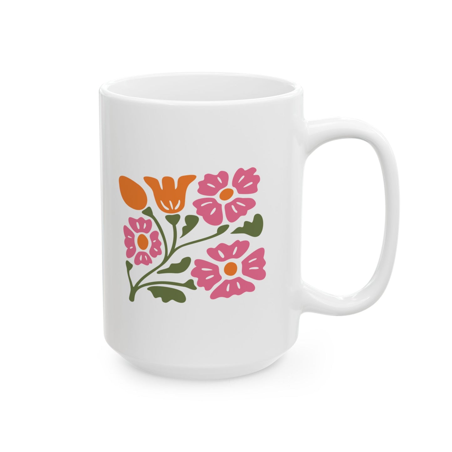 Floral Bouquet Ceramic Mug — Colorful Wildflower Coffee Cup (11oz/15oz)