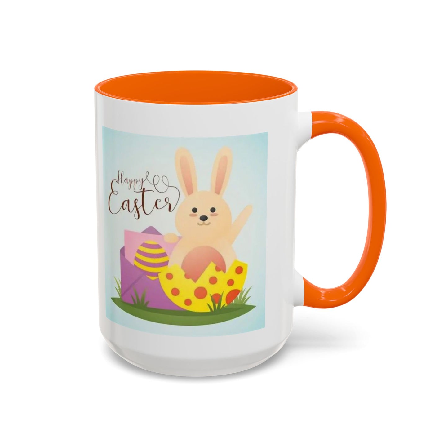 Easter Bunny Accent Coffee Mug – "Happy Easter" Spring Bunny & Egg Design (11/15oz)