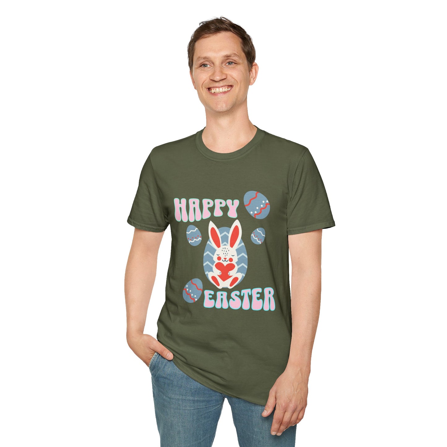 Happy Easter Bunny T-Shirt — Cute Pastel Easter Eggs Design