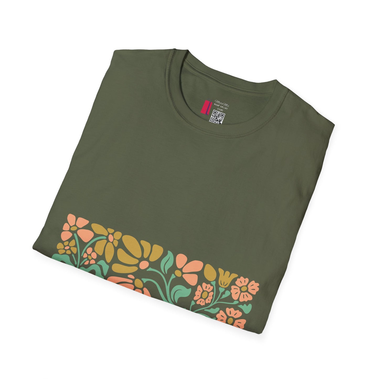 Floral Meadow T-Shirt — Pastel Botanical Stripe Tee