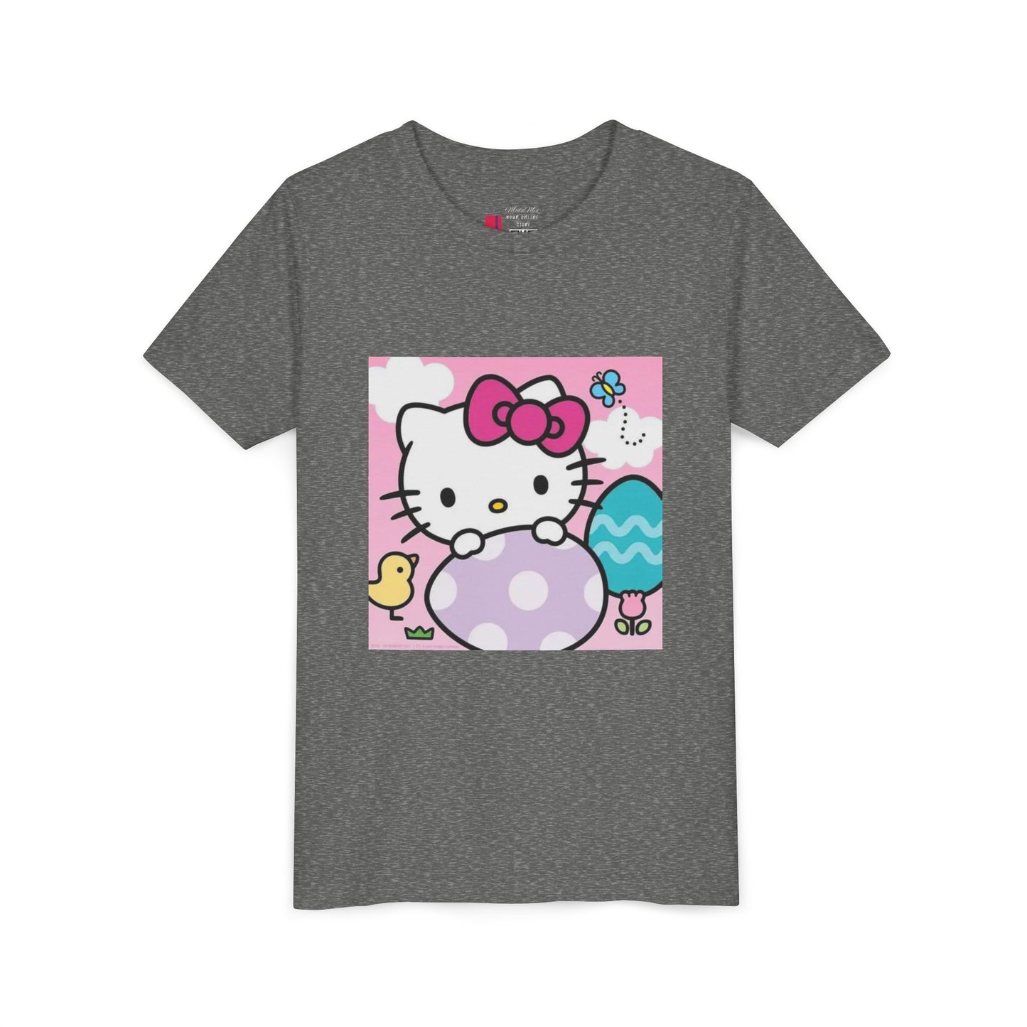 Hello Kitty Easter Youth Tee — Cute Bunny & Eggs Spring Shirt