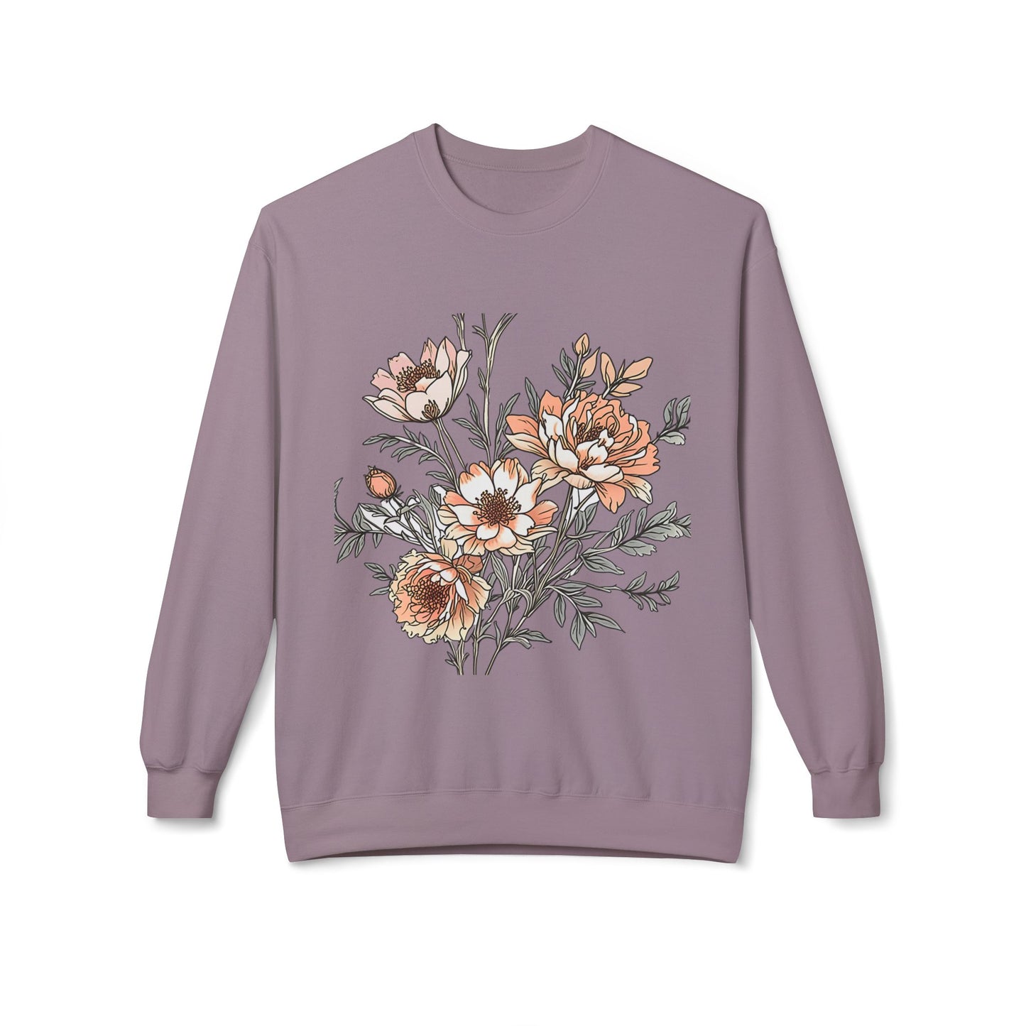 Floral Bouquet Crewneck Sweatshirt — Vintage Peach Blooms