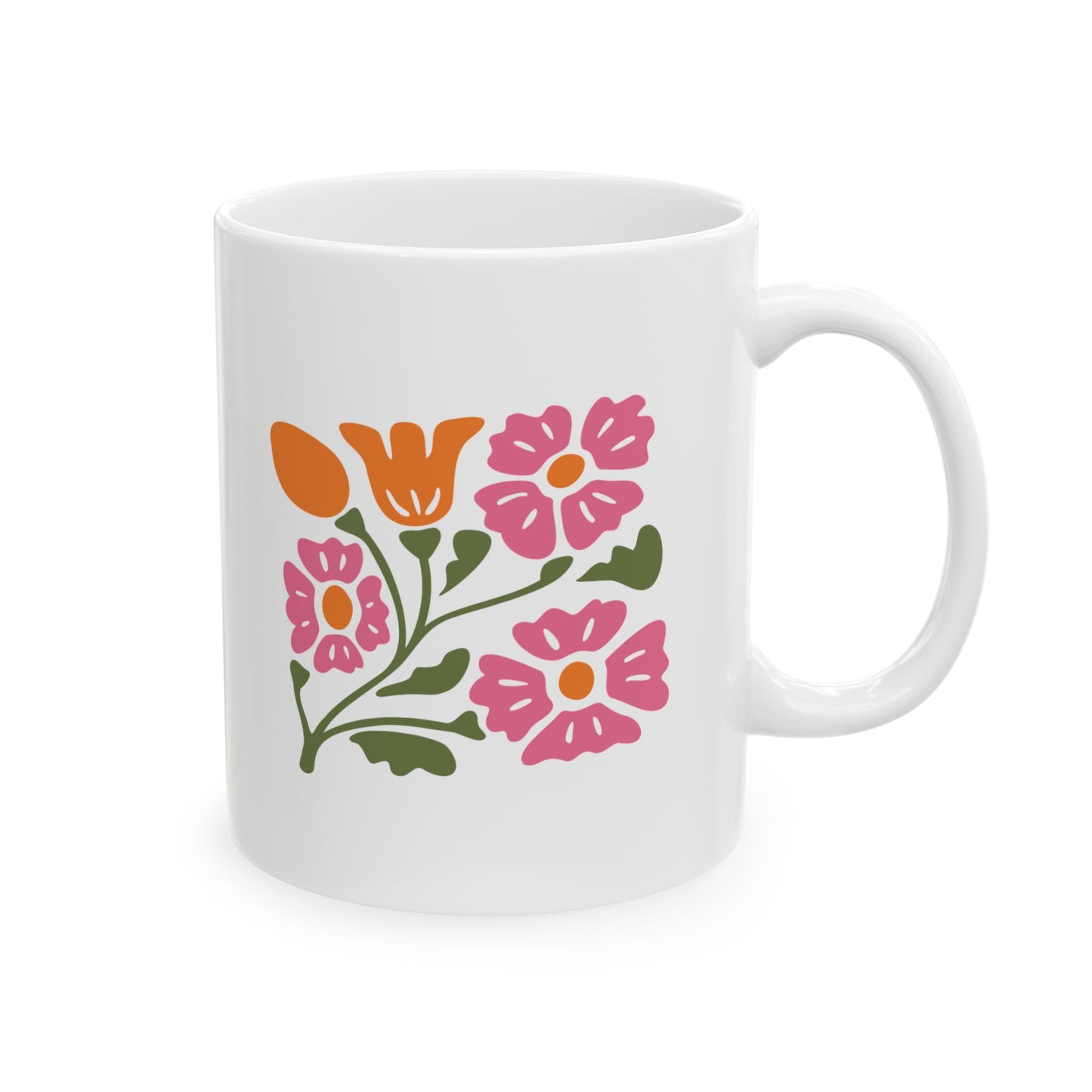 Floral Bouquet Ceramic Mug (11oz & 15oz) — Colorful Spring Flowers Coffee Cup
