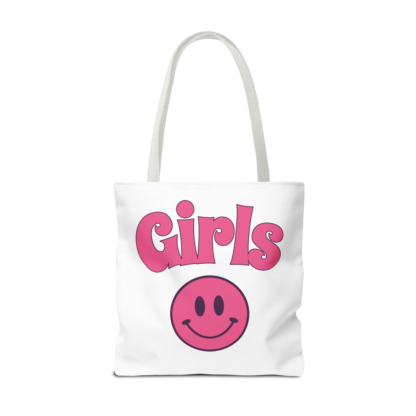 Girls Pink Smile Tote Bag — Cute Retro Smiley Shopper