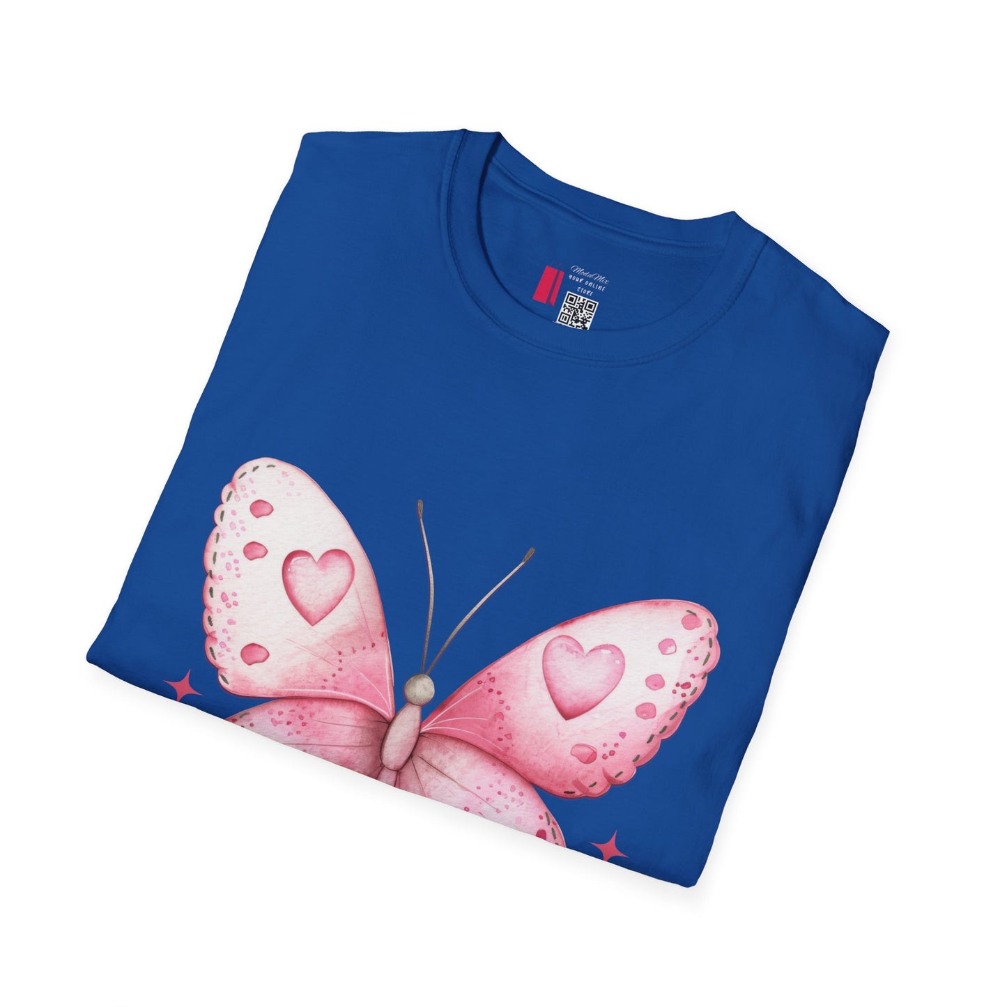 Pink Heart Butterfly T-Shirt — Cute Romantic Graphic Tee